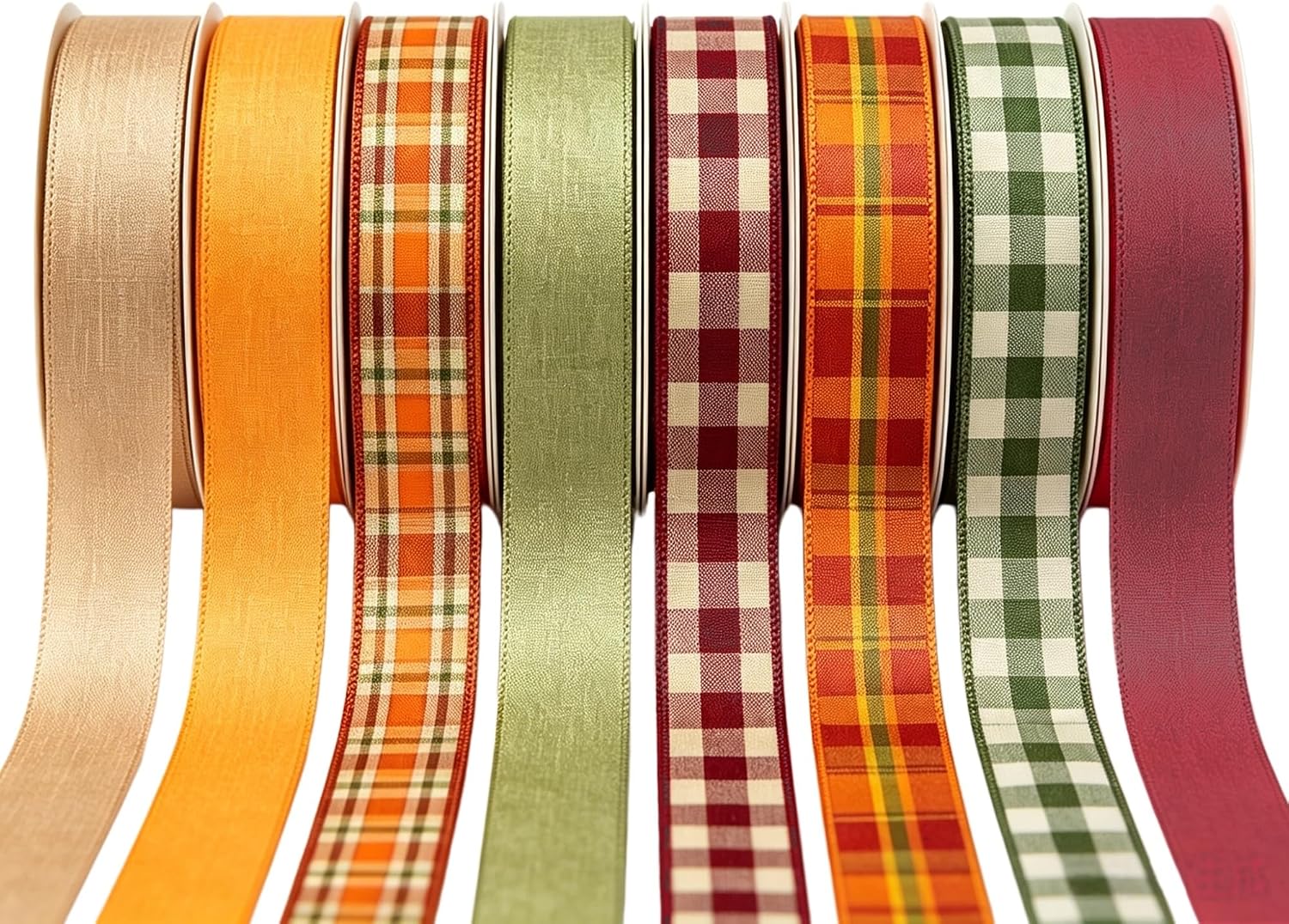 Songye Fall Wired Ribbon Set 2" 8 Rolls 40 Yards Thanksgiving Wreath