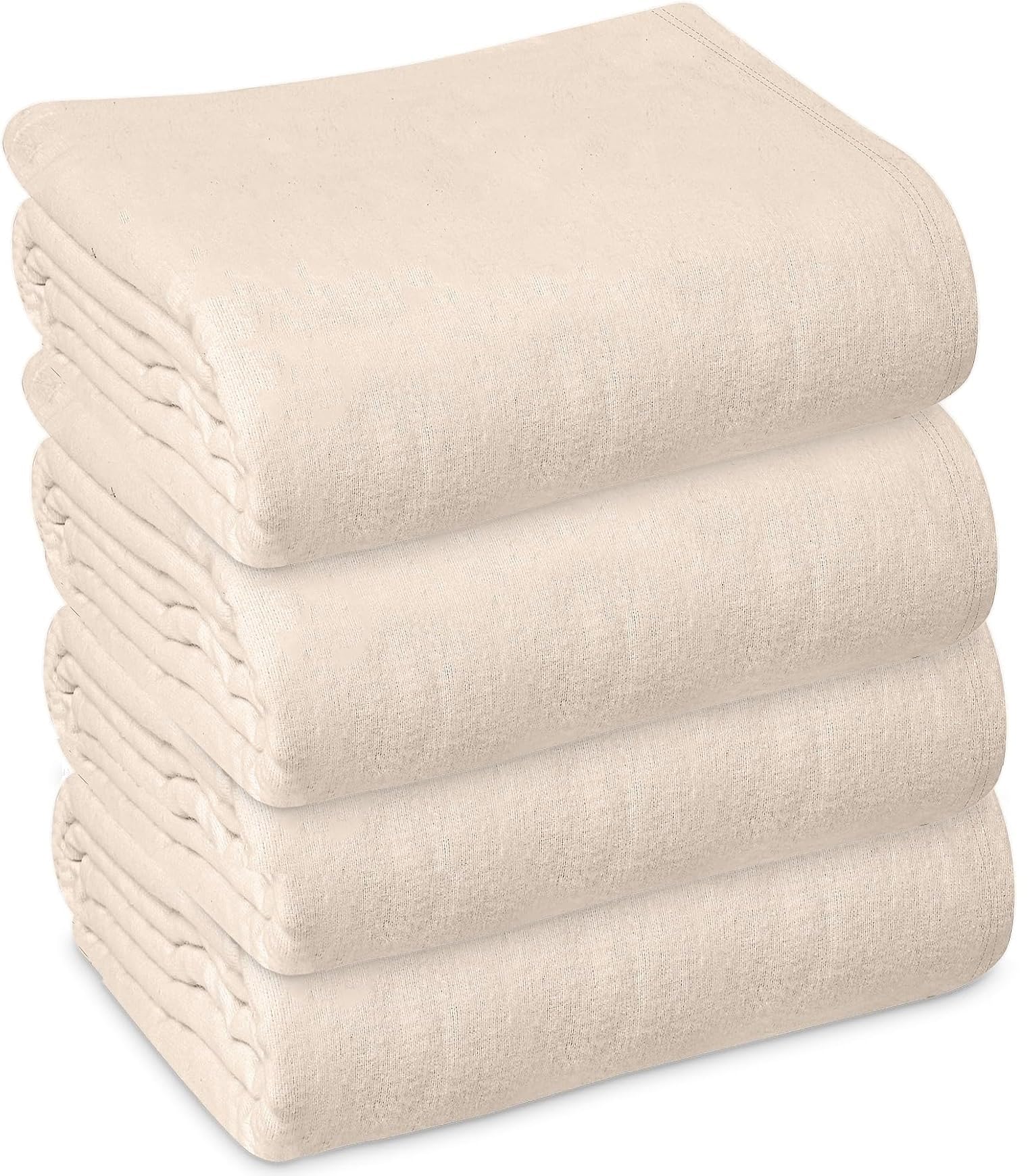 Linteum Textile Cotton Blended Hospital Patient Bath Blanket, Bed Bath Sheet, Twin Blanket Lightweight Thermal Utility Blankets (4-Pack, 70x90 in, 1.4