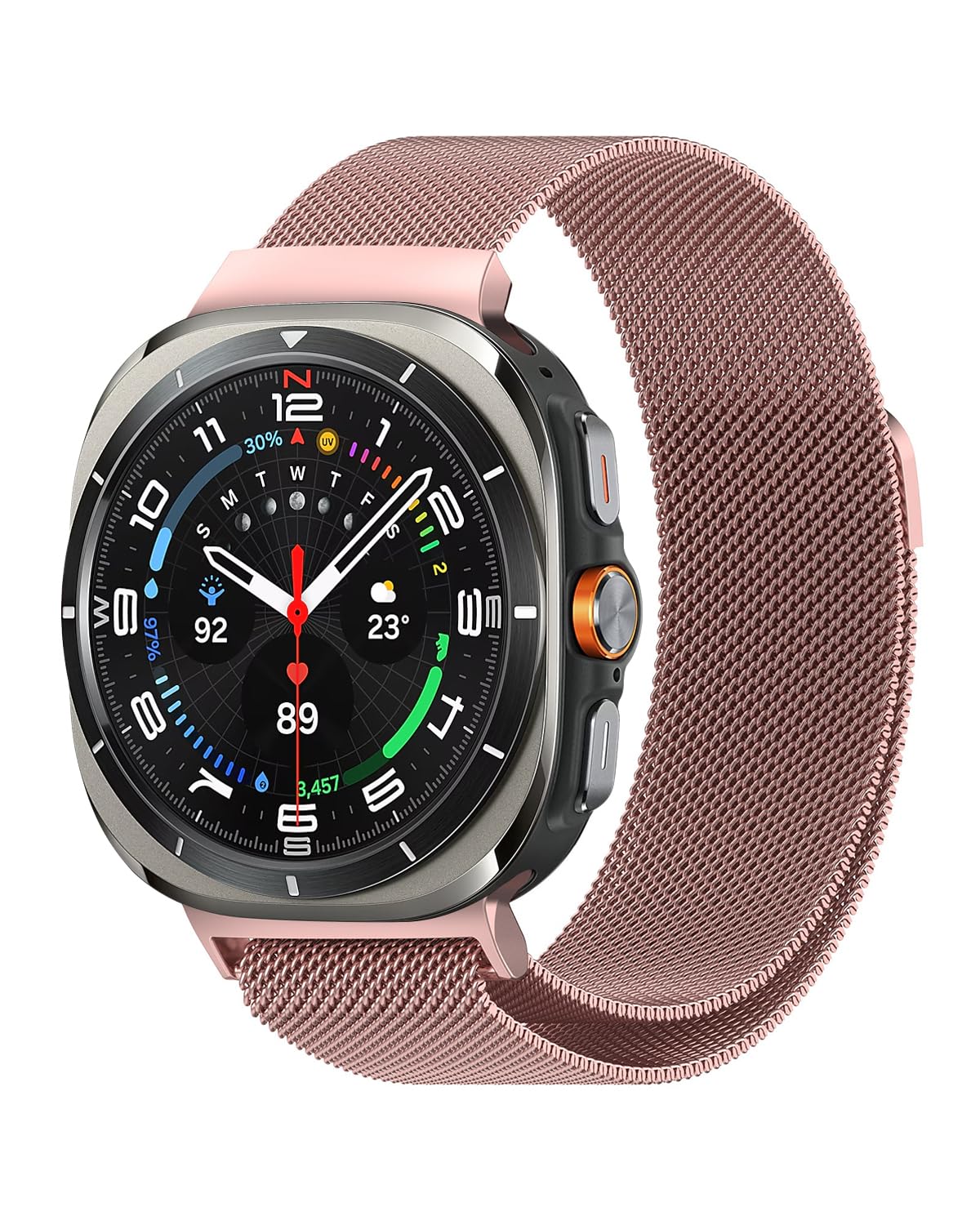 BandRain Compatible with Samsung Galaxy Watch Ultra Bands, Stainless Steel Mesh Loop Replacement Strap for Galaxy Watch 7 Ultra Band 47mm 2024 Men Women