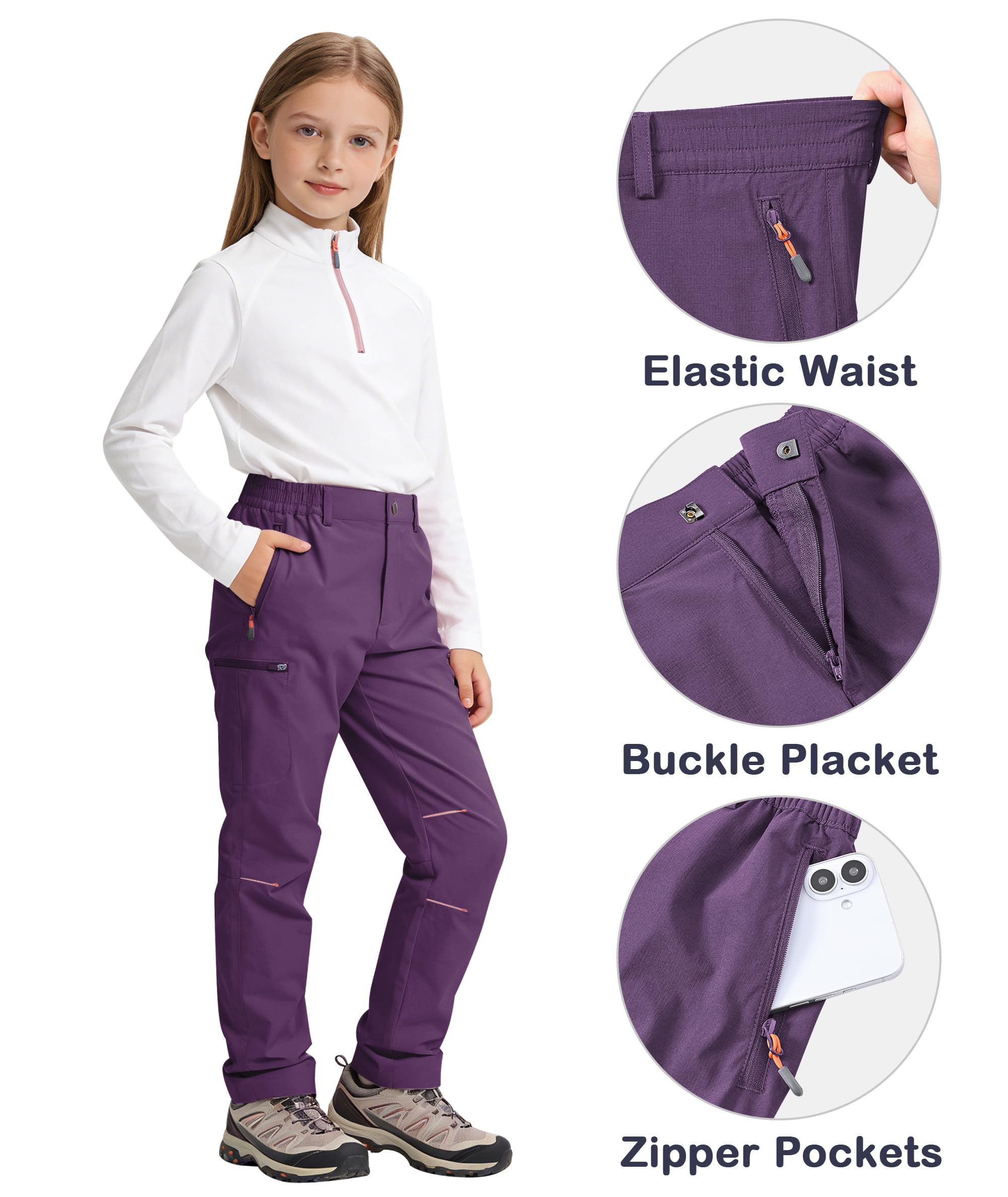Wanderhose Kinder Wasserdicht Trekkinghose Jungen Schnelltrocknend Outdoorhose Mädchen mit Reißverschlusstaschen