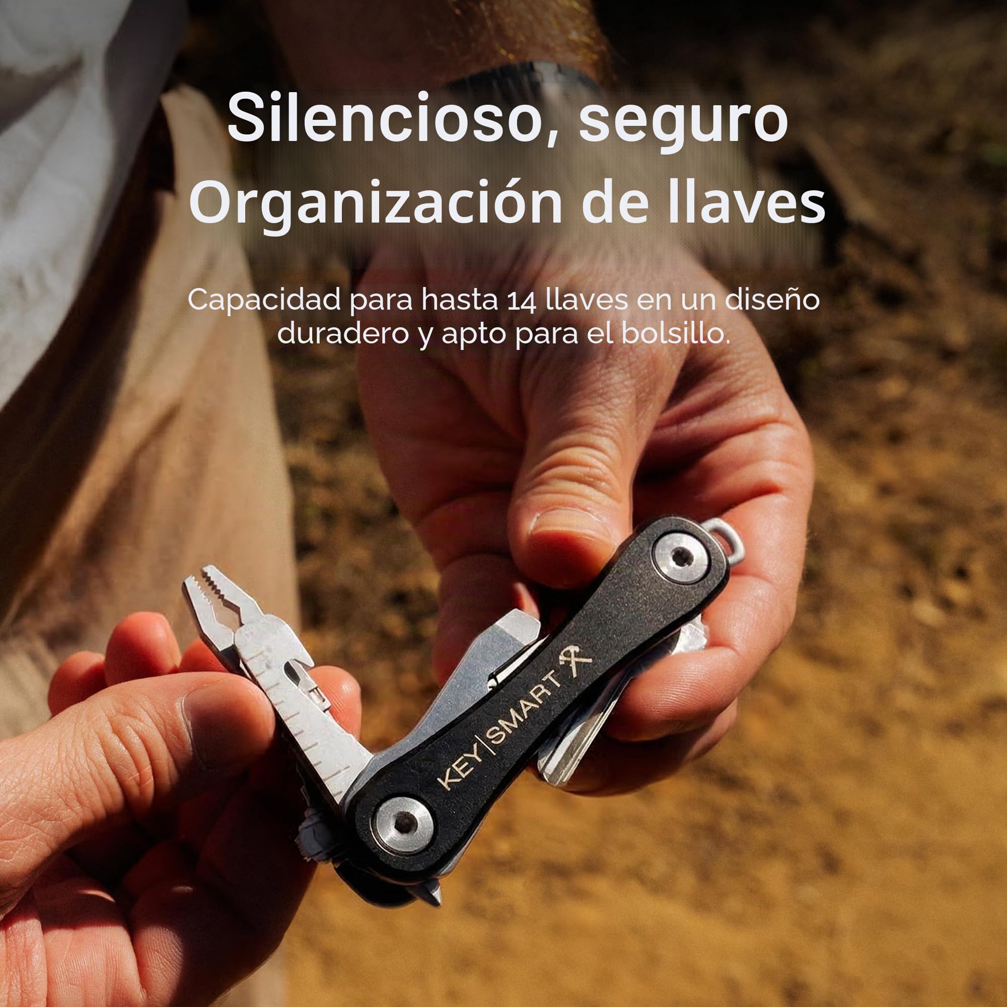 KeySmart Rugged - Llavero multiherramienta con abridor y clip de bolsillo (hasta 14 llaves)