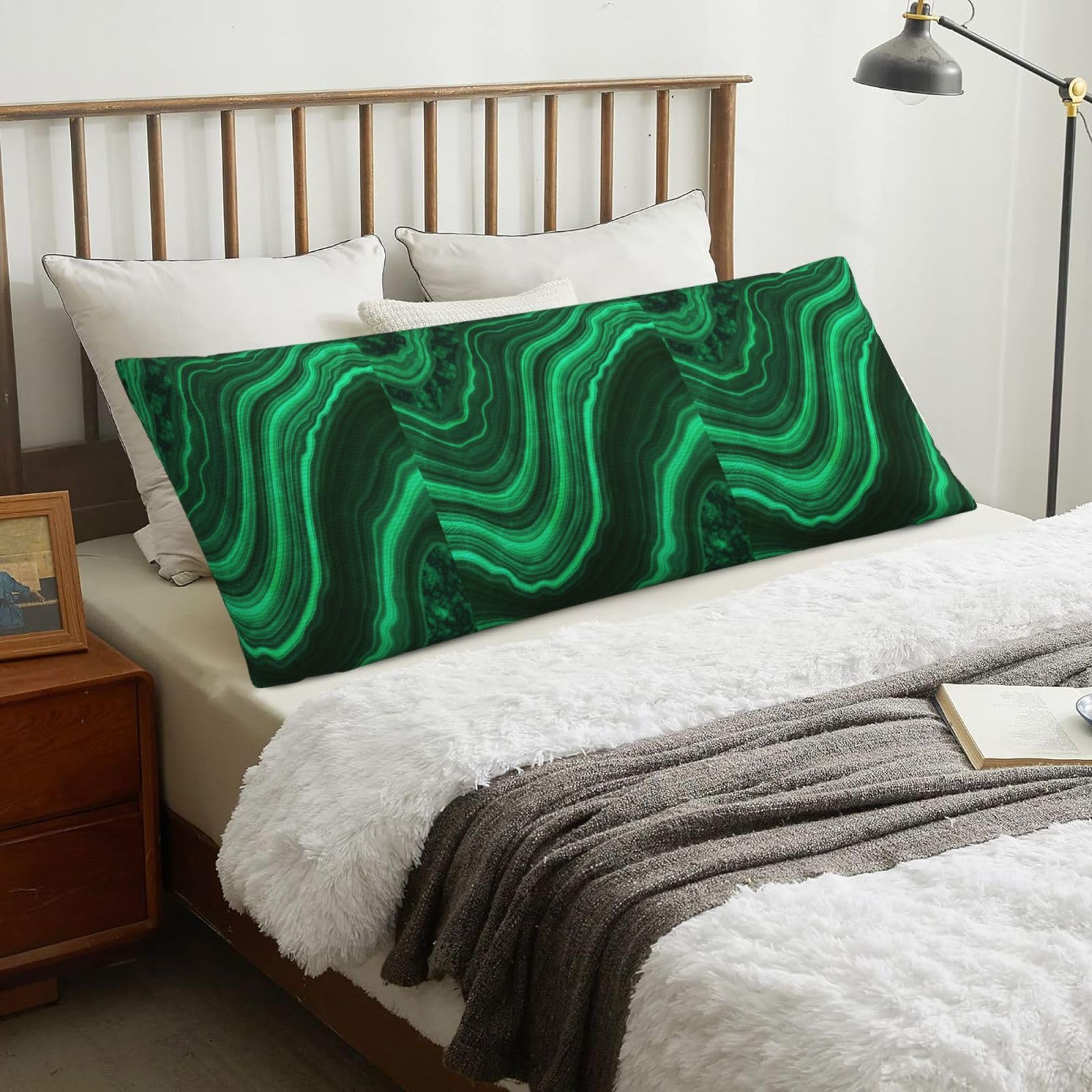 Malachite Texture, Body Pillow Cover with Zipper,Long Body Pillowcase 20 x 60 in