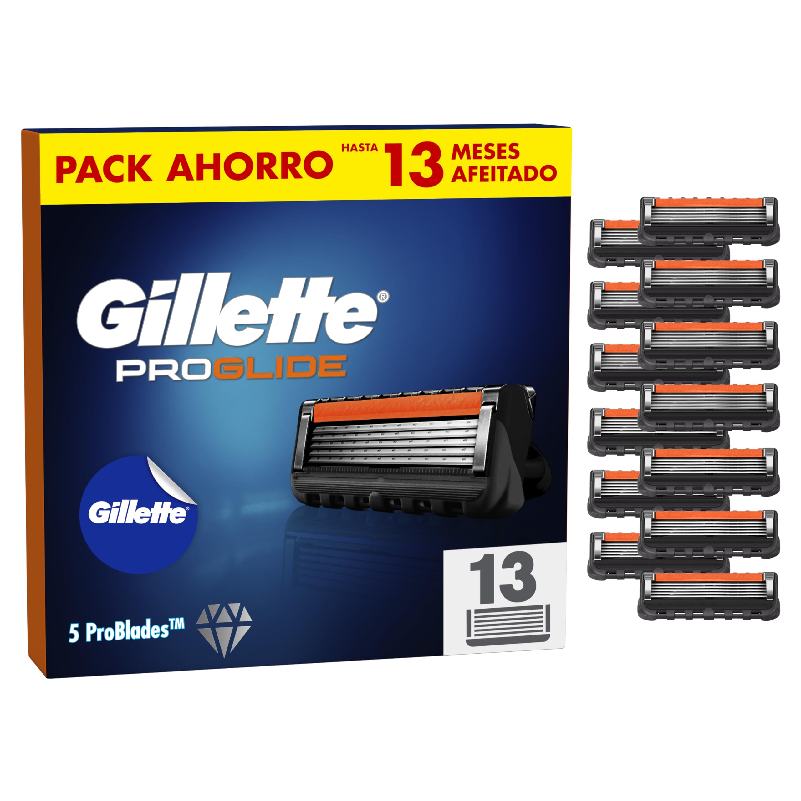 Gillette ProGlide 13 recambios para Maquinilla de afeitar hombre + Pegatina Gillette
