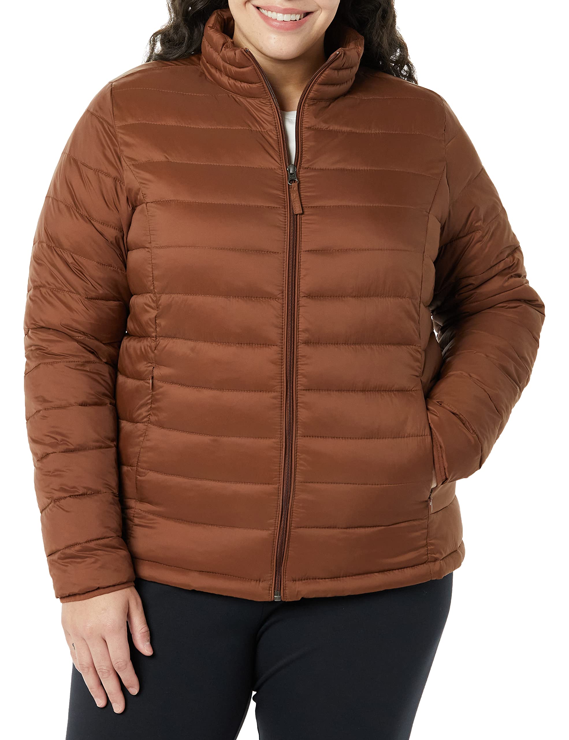 Amazon Essentials Piumino Leggero a Maniche Lunghe Resistente all'Acqua Ripiegabile (Disponibile in Taglie Forti) Donna