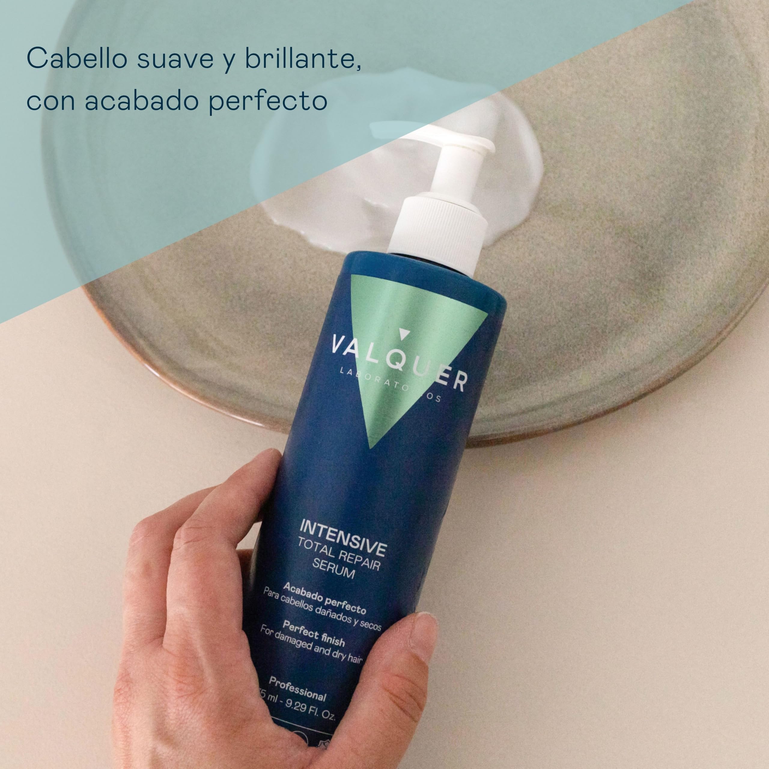 Valquer Sérum Capilar Intensivo Total Repair. Tratamiento Reparador para Cabellos Dañados y Secos con Panthenol y Vitamina E. Brillo, Suavidad y Acabado Perfecto. Vegano. 275 ml