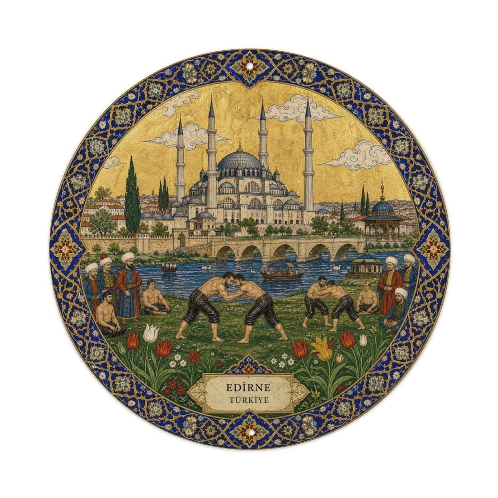 Edirne Turkey Mosque Heritage Travel Ottoman Miniature Metal Tin Sign