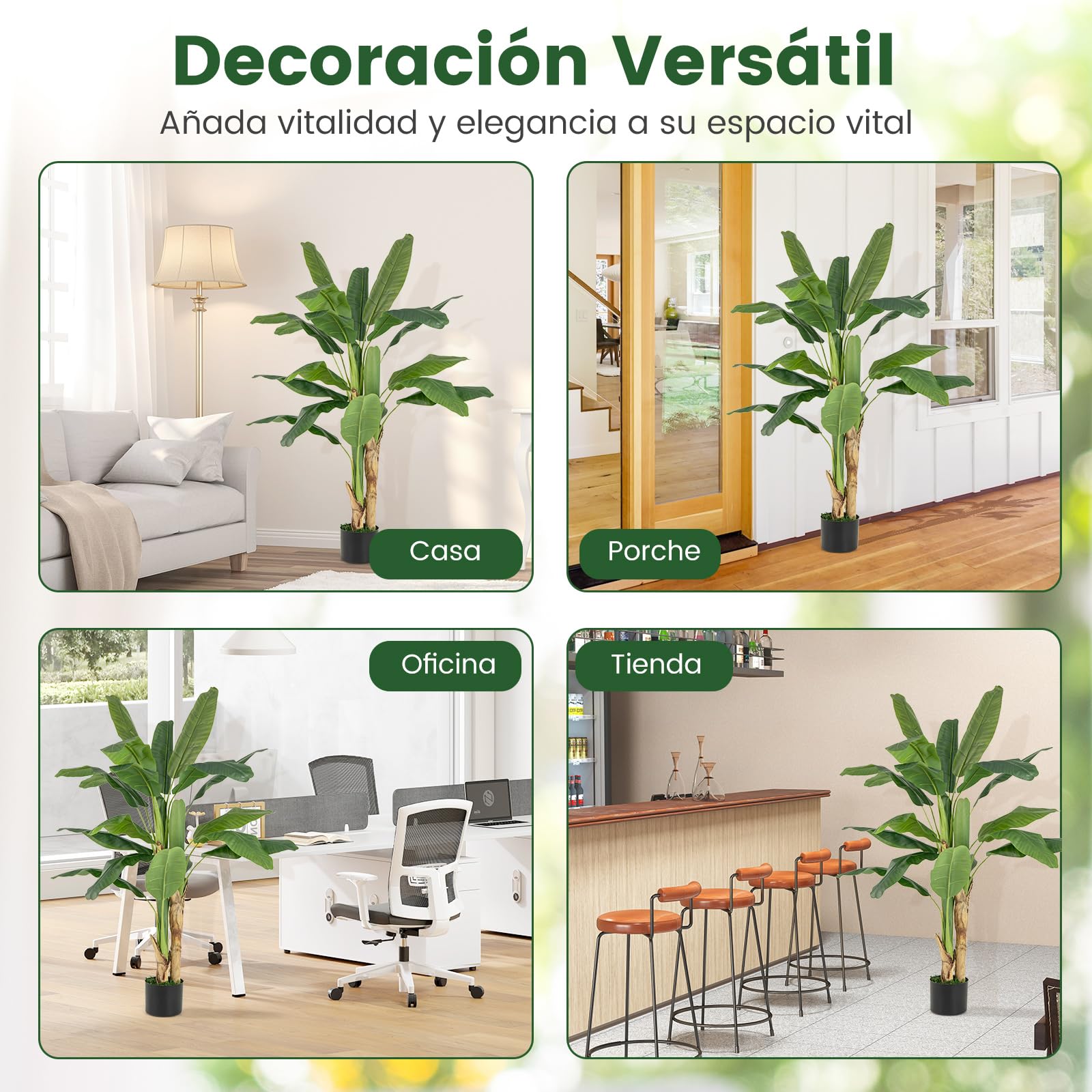 COSTWAY Planta Artificial Decorativa de Ave del Paraíso, Platanera Artificial 160 cm, Árbol de Hojas de Plátano de Imitación en Maceta, Palmera Tropical Artificial Grande para Sala de Estar, Oficina