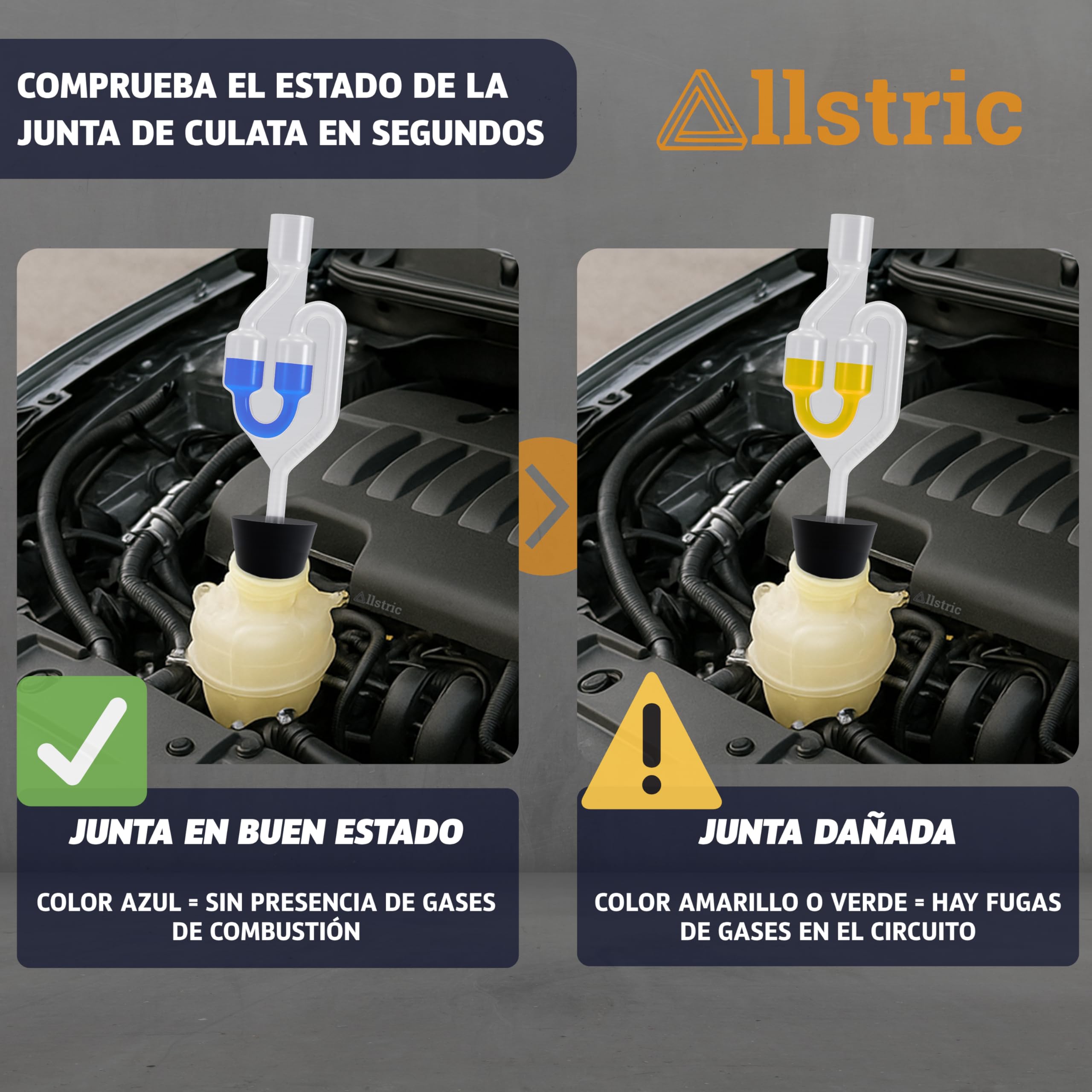 Detector de Culata CO2 | Comprobador Junta Culata para Coche y Motores | Kit Universal con 50 Pruebas | Block Tester para Fugas de Refrigerante y Analizador de Gases del Motor