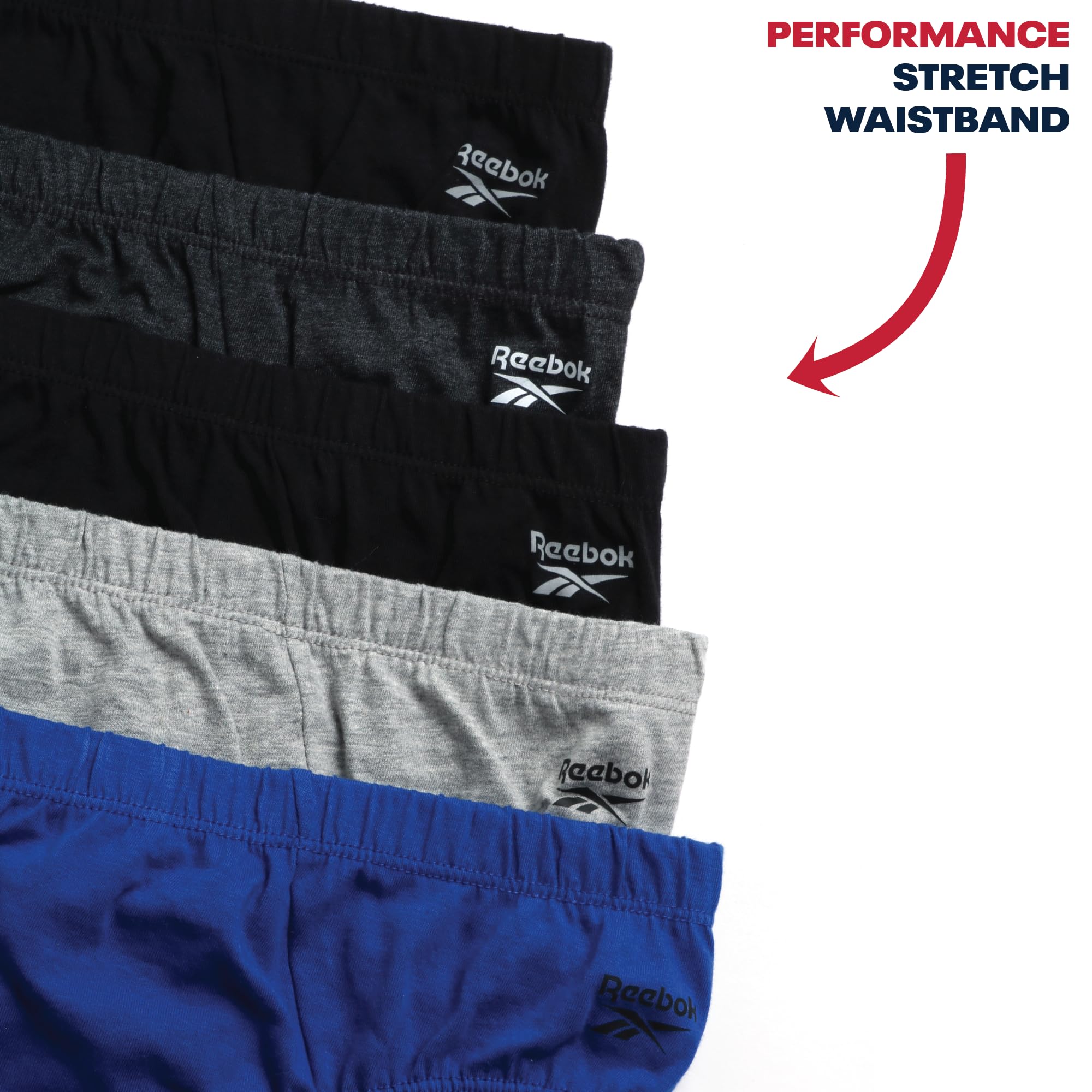 Reebok Calzoncillos para hombre de talle bajo (paquete de 5)