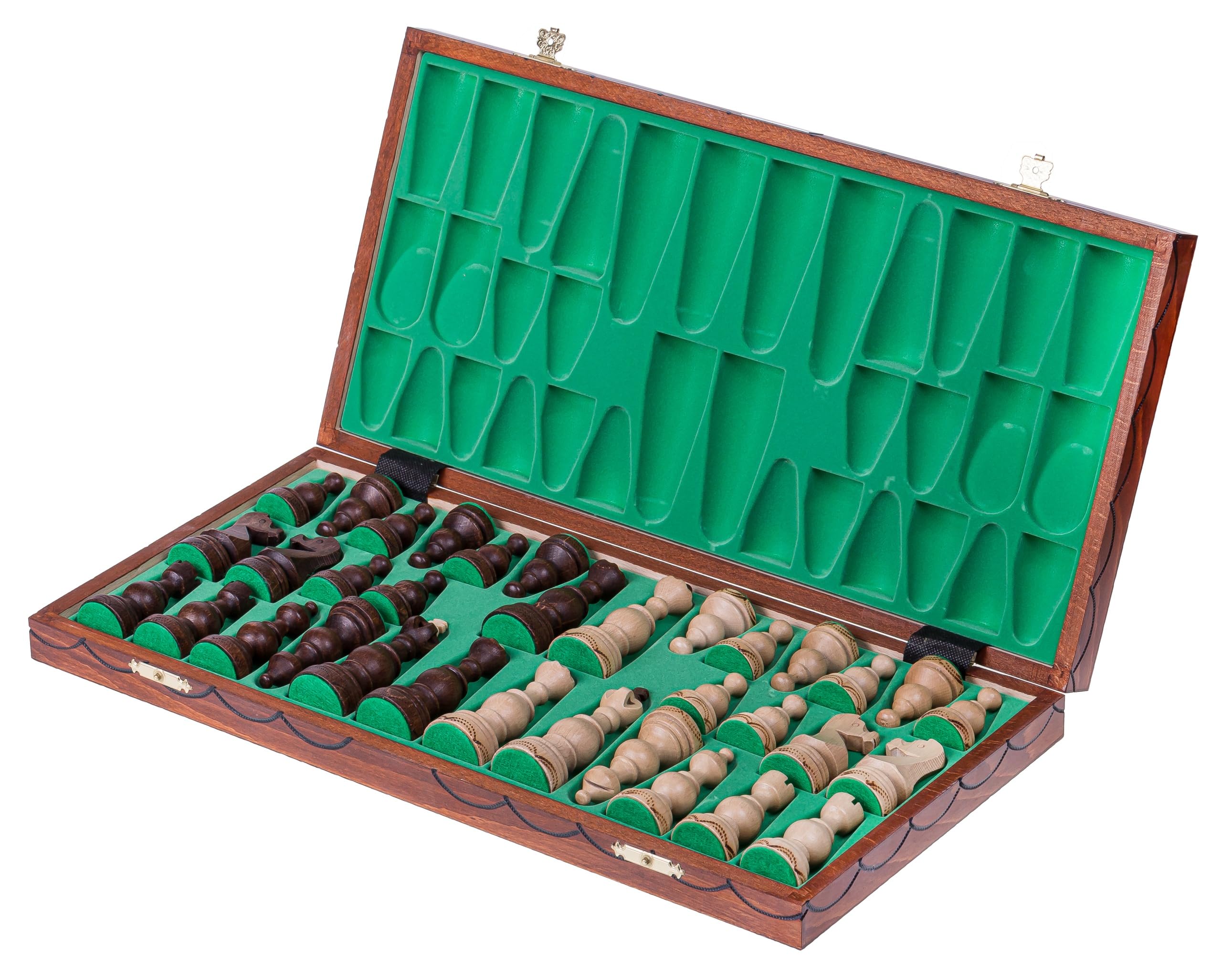 Schach aus Holz Schachspiel Legate + 2 x Damen - 48 x 48 cm Geschenkverpackung - Schachbrett & Schachfiguren Edel aus Holz