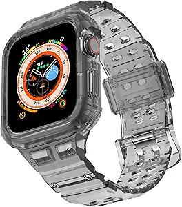 CRIS-BAND Bumper Bands Compatible with Apple Watch Band 45mm 44mm 42mm 41mm 40mm 38mm for Women Men, Water Shock-Proof Strap for iWatch Apple Watch Band with Case for Series 9 8 7 6 SE 5 4 3 2 1
