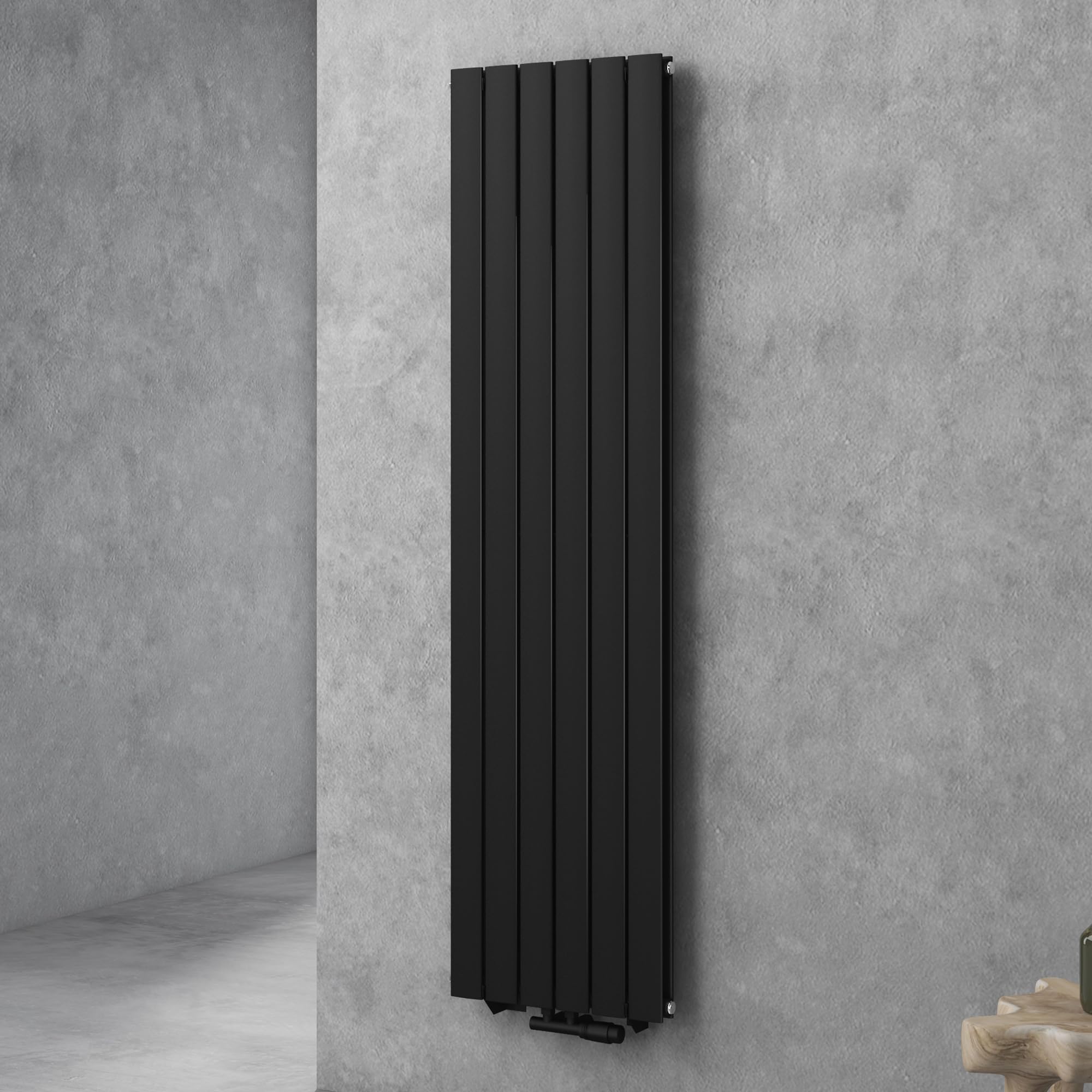 doporro Radiateur pour Chauffage Central Eau Chaude 180x46cm Vertical | Panneau Double Couches, Noir-Gris, Salle de Bain, FV