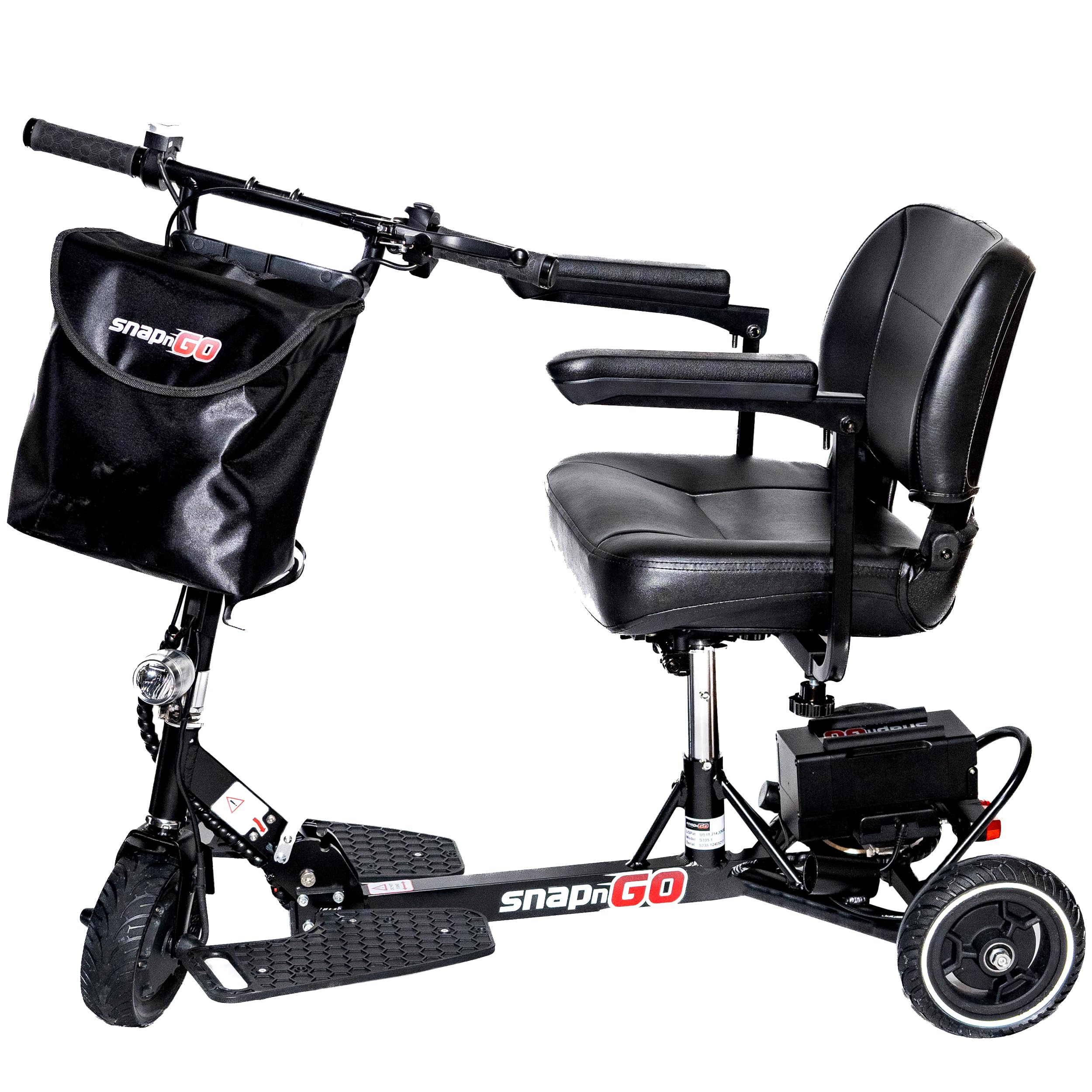 SNAPnGO Three Wheel Portable Mobility Adult Scooter - Aircraft-Grade Aluminum Frame for Top Speeds of 5mph and 13-Mile Range - Folding Feature, 250W Motor, Quick Charge 36V Lightweight Battery