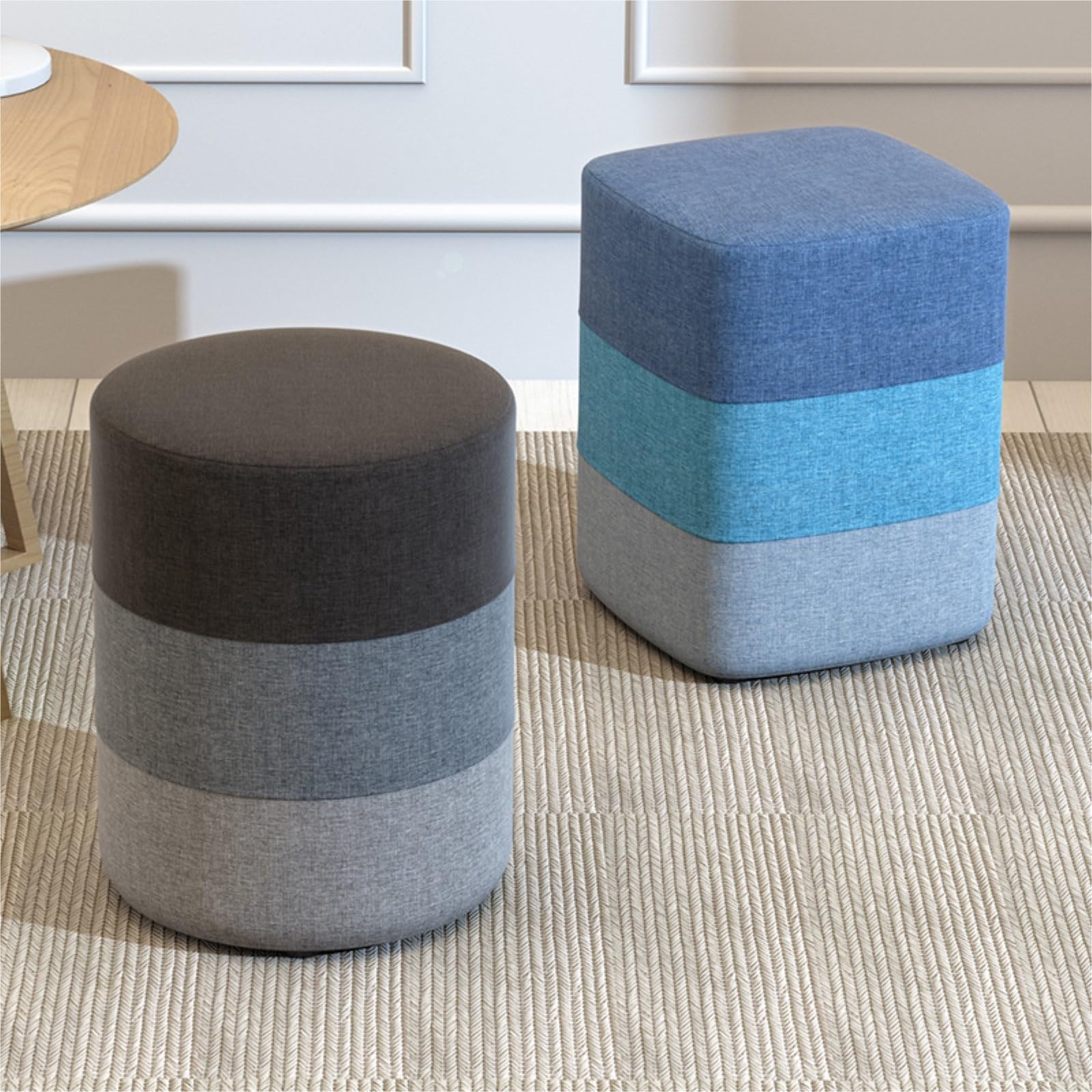 Ottomana Salón Reposapiés Moderno Y Sencillo De Algodón Lino con Arcoíris Funda Extraíble Lavable Asiento Extra(Multi-Colored,28x35cm)