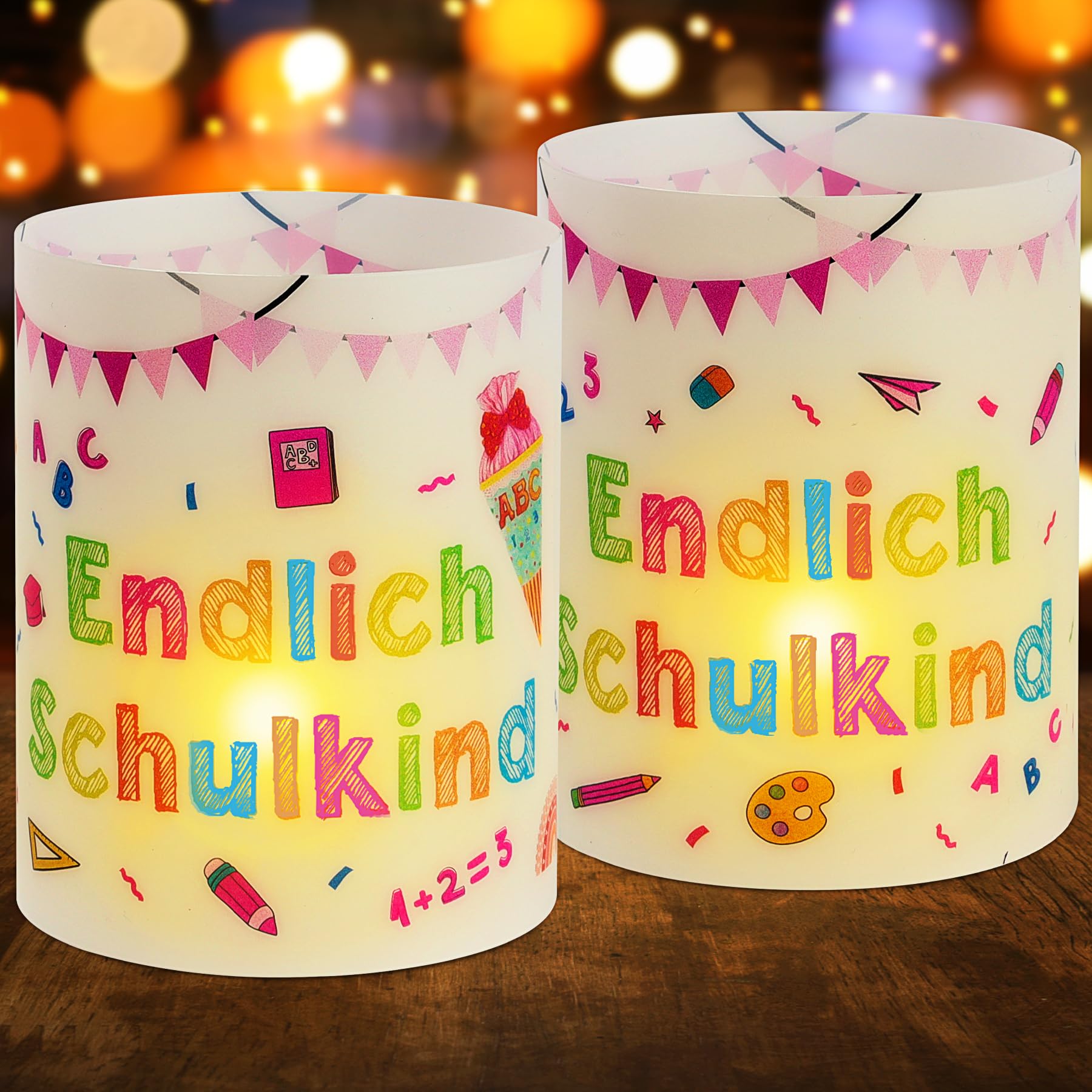 12 Windlicht Tischdeko Einschulung Junge, Deko Einschulung J