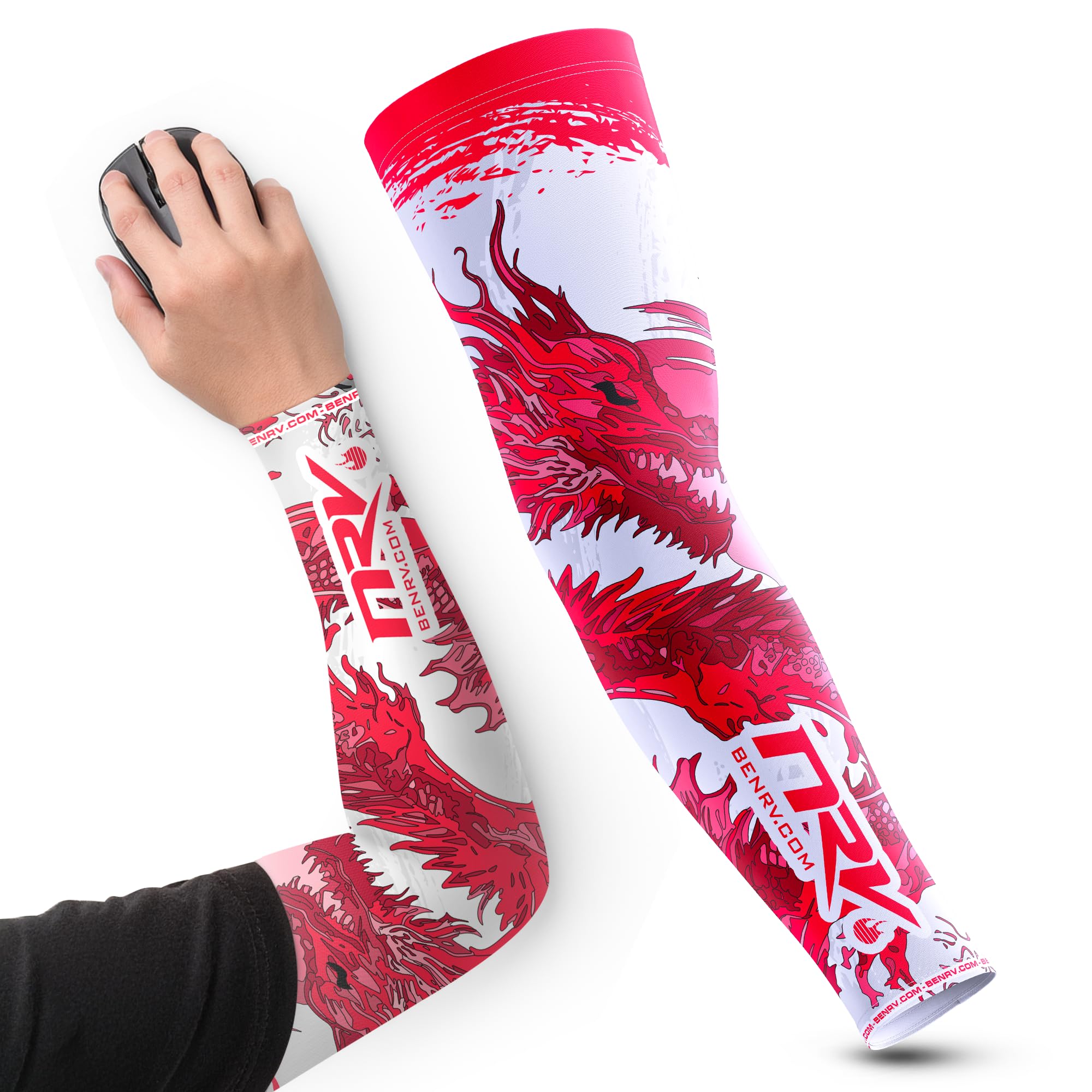 NRV Polsino di compressione Gaming - Edizione Dragon - Ottimizza il tuo gioco con comfort e stile - Progettato da giocatori professionisti - Durevole, traspirante e senza attrito
