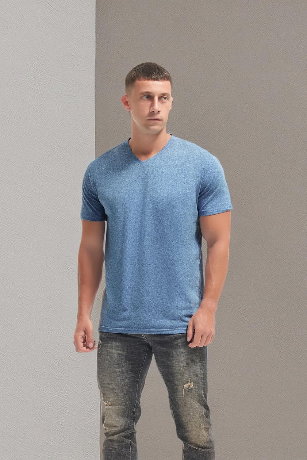 VEIISAR Premium V Neck T Shirts for Men - Modern Fitted Tees Vneck Undershirts - Image 6