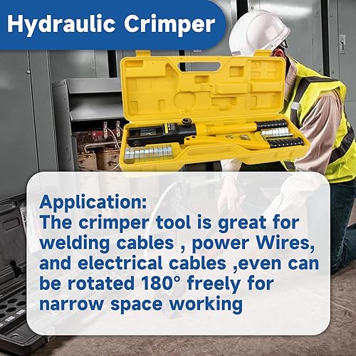 Miniatura 6 de WFLNHB Herramienta de prensado de terminales de terminal de cable de alambre hidráulico de 16 toneladas con 11 troqueles YQK-300 apto para cables de