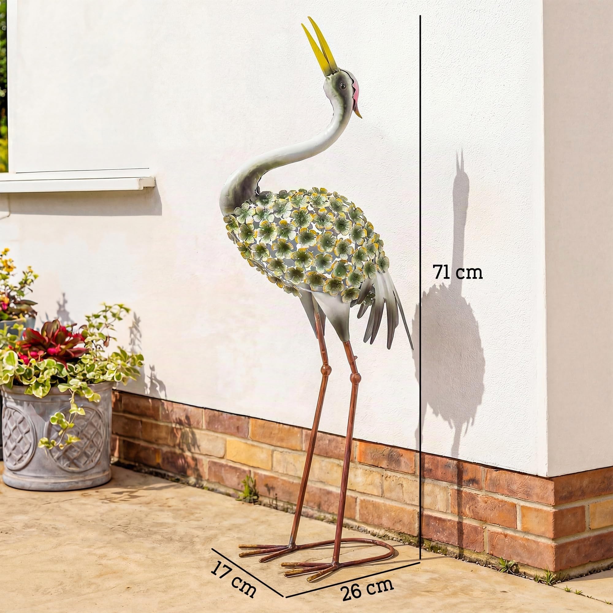 Outsunny Statues de Jardin, Sculpture de Héron, 71 cm, pour Cour, Vert