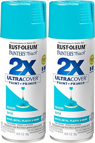 Rust-Oleum 315395 Painter's Touch 2X Ultra Cover Pintura en aerosol de 12 onzas, costa satinada (paquete de 2)