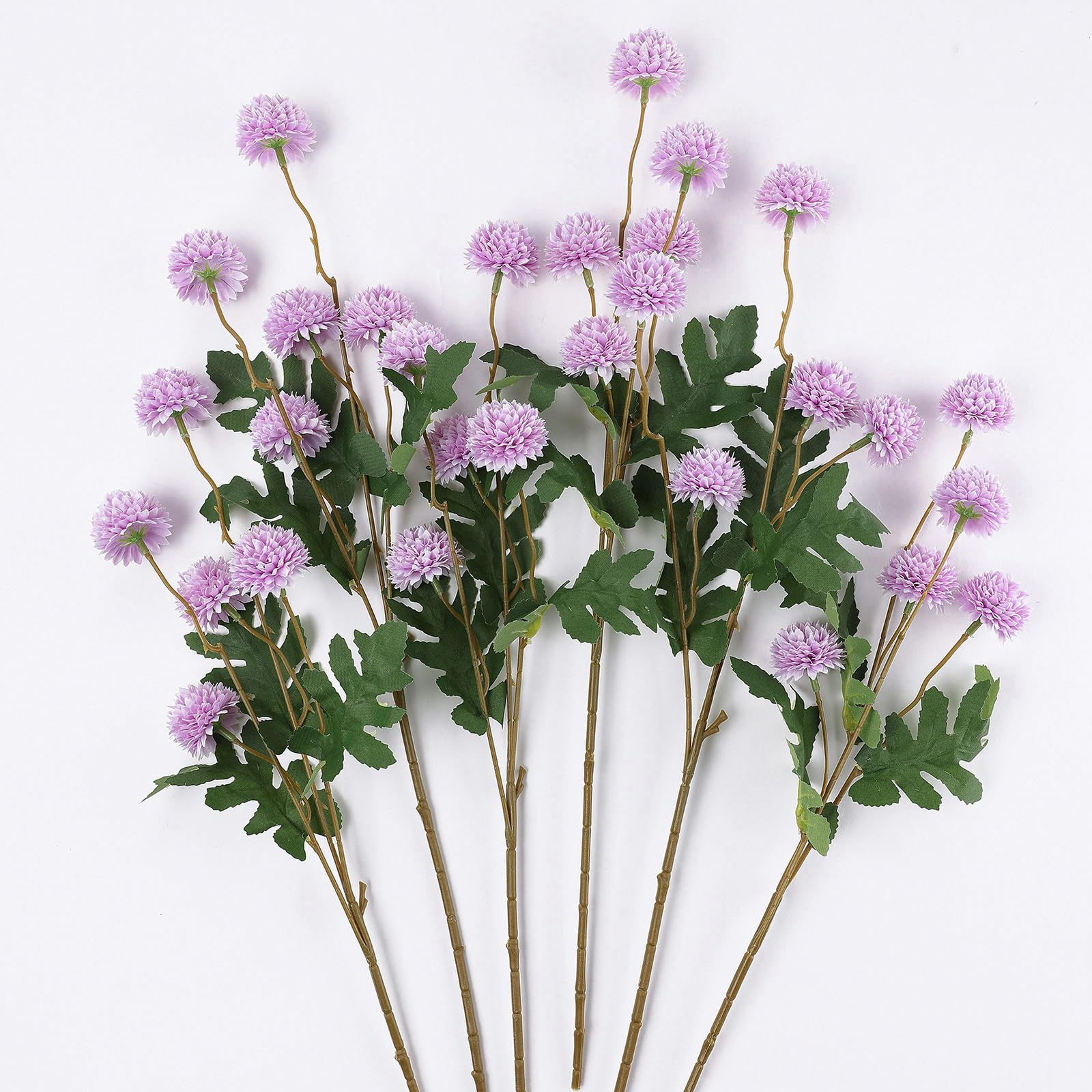 mizii 6-Piece Purple Silk Pompon Mum Set