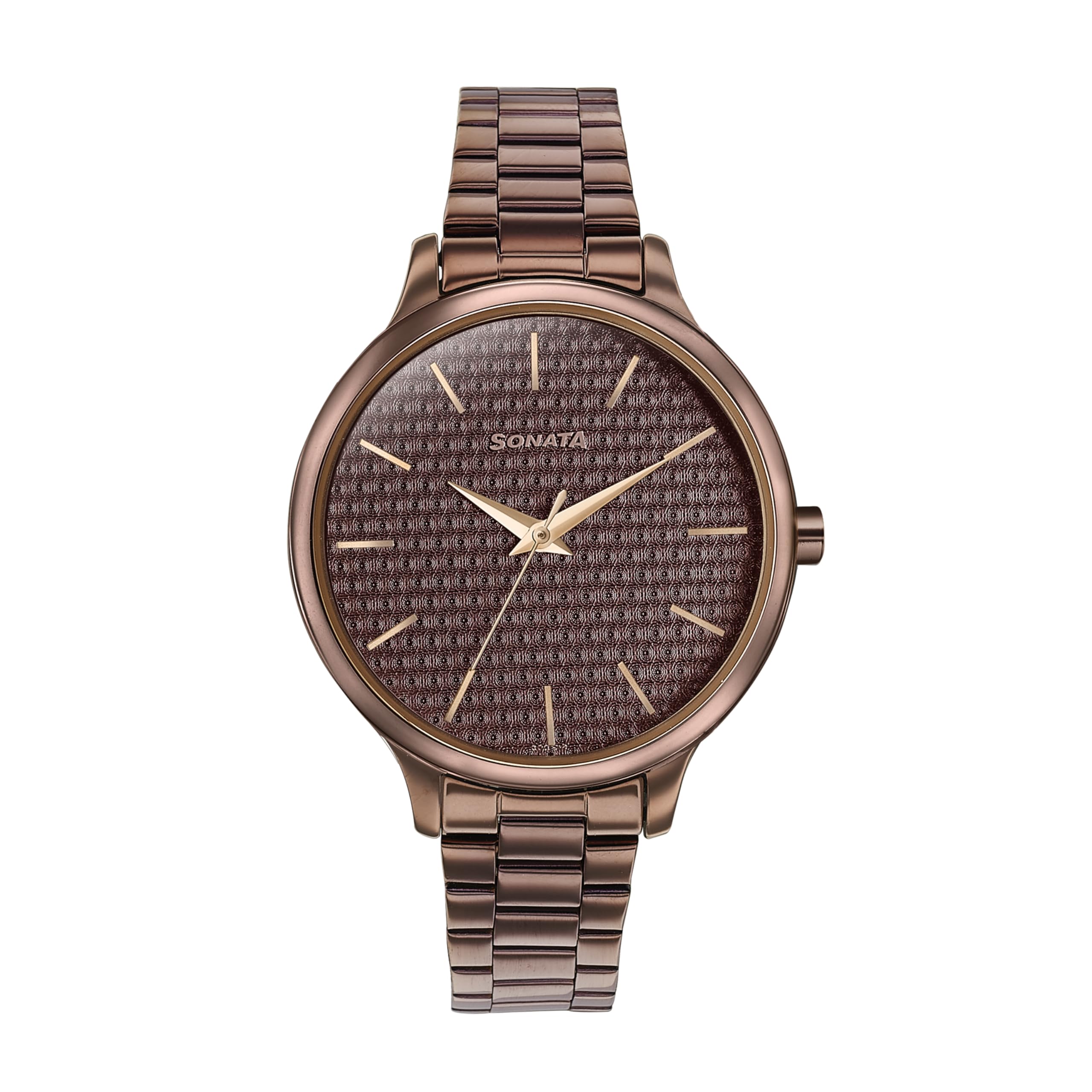 Sonata Wedding Bling Quartz Analog Brown Dial Brown Stainless Steel Strap Watch for Women-87050QM02 (B0D586DYWM) Amazon Price History, Amazon Price Tracker