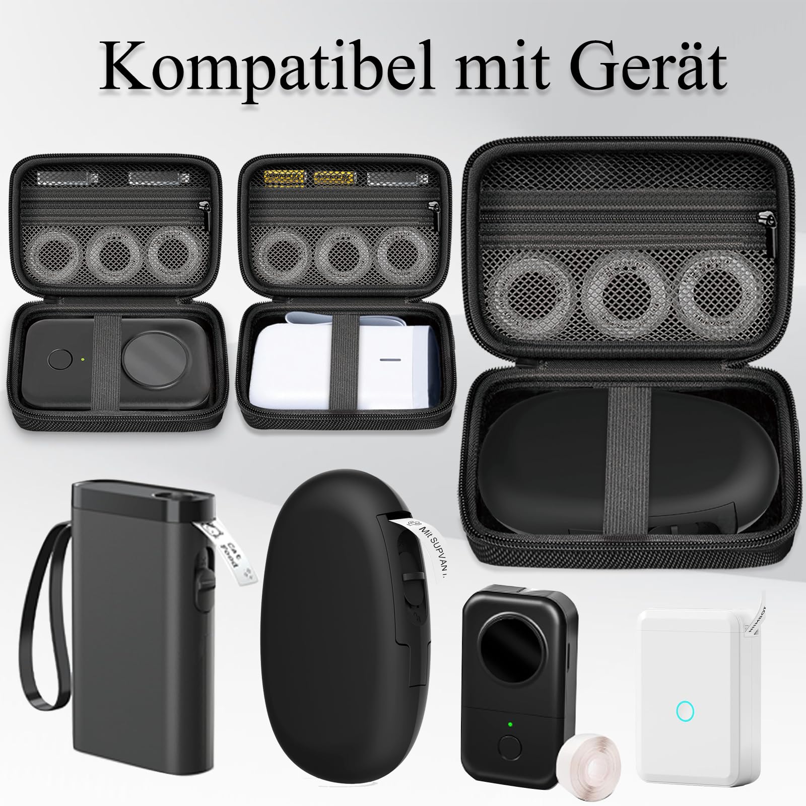 Torba kompatybilna z SUPVAN E10/E16, do urządzenia do opisywania Nelko | P21/prt/NIIMBOT D110/Pristar P15 drukarka etykiet Mini Bluetooth urządzenie ręczne drukarka etykiet (tylko torba) - czarna