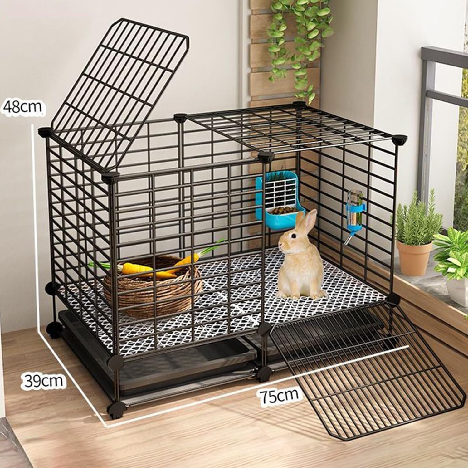 Jaulas Grandes for Conejos de Interior con Ruedas, Jaula for Aves de Corral, Bandeja extraíble y Almohadillas for Patas, for Chinchillas(White,75x39x48cm)