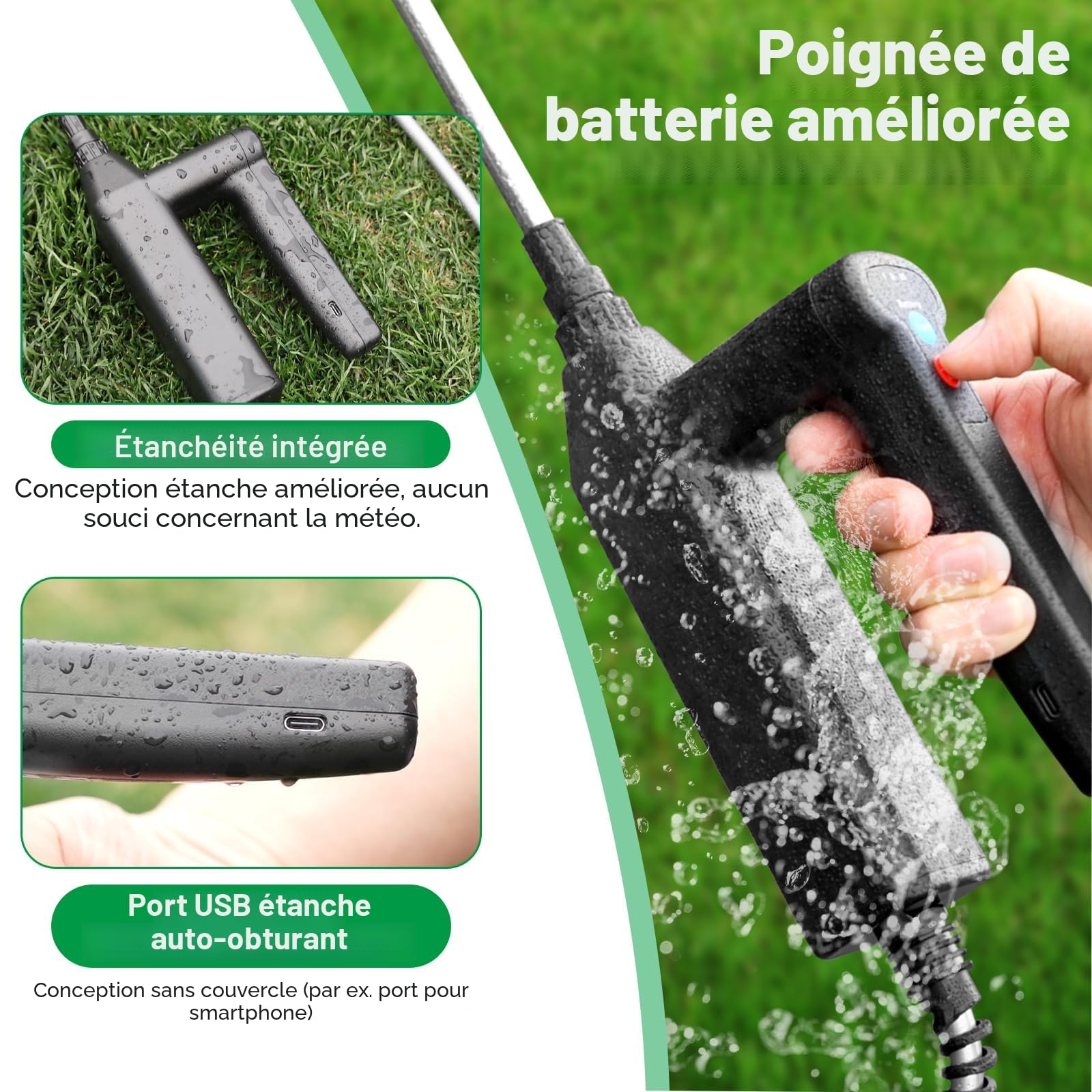 SYLSTAR Pulverisateur Electrique 12L 3 Vitesses 7.4V Puissant Pulvérisateur à Batterie avec 5 Buses