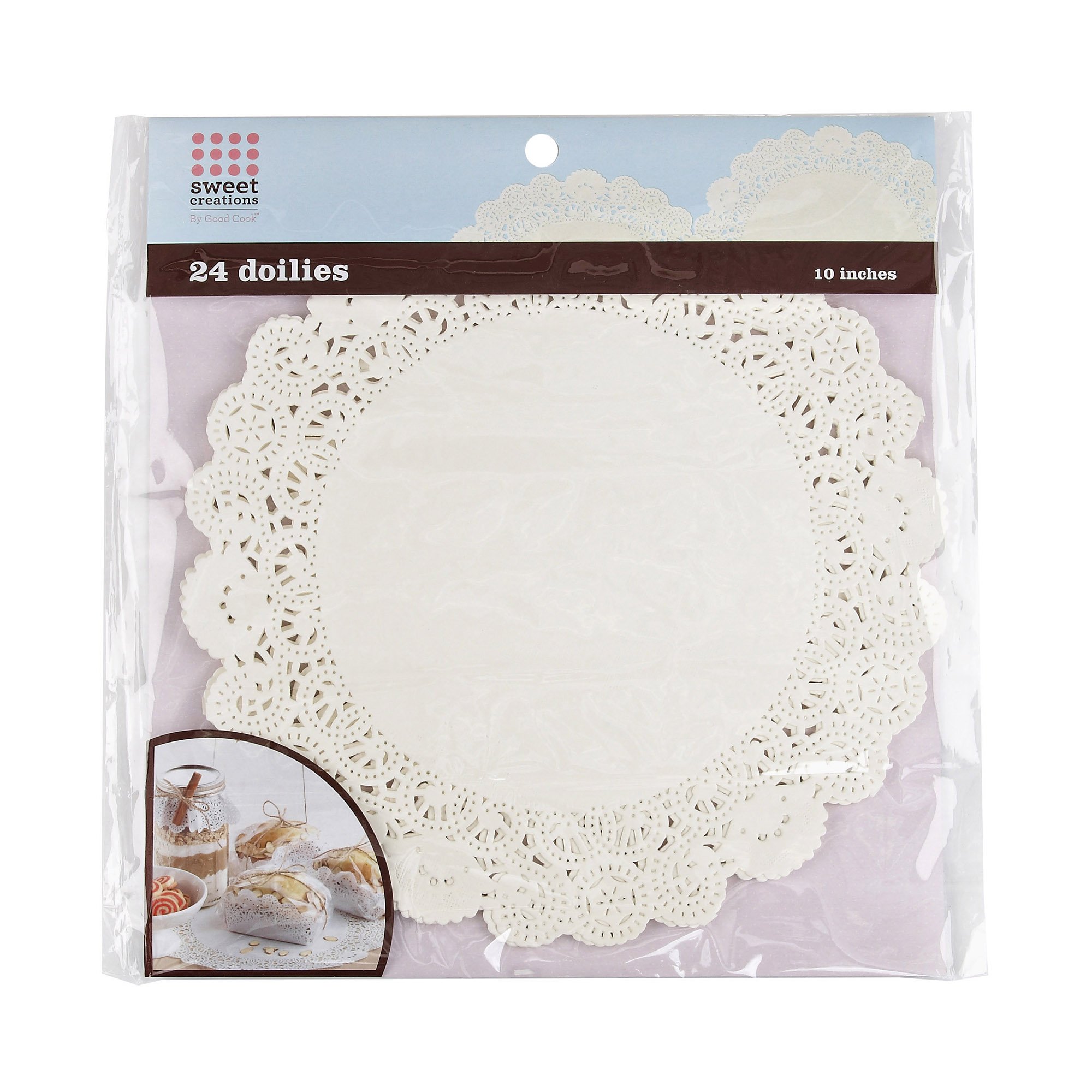 Sweet Creations 24 Count Round Lace Paper Doilies, 10 inch