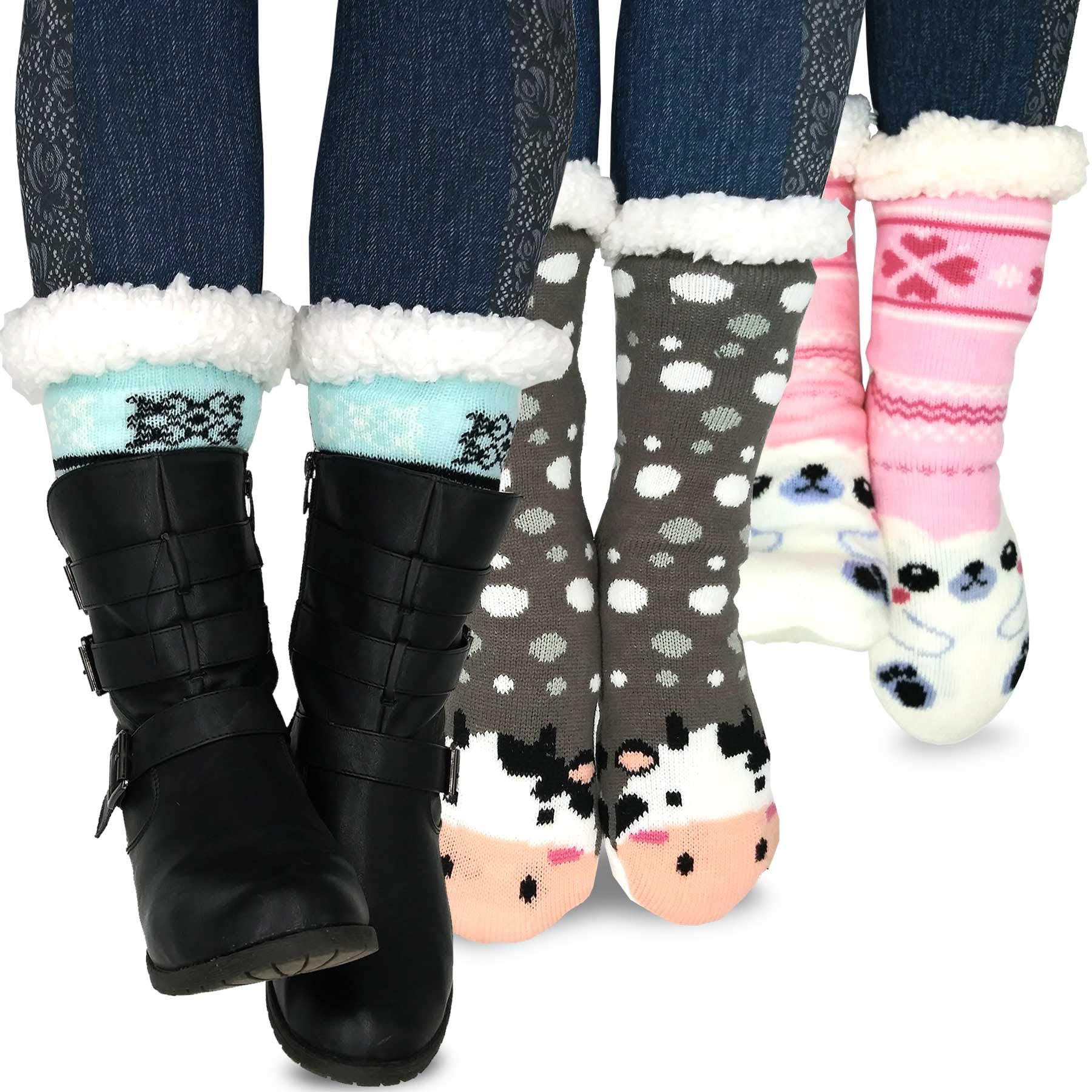 TeeheesocksTeehee Womens Soft Premium Double Layer Slipper Ski Thermal Crew Socks 3-Pack