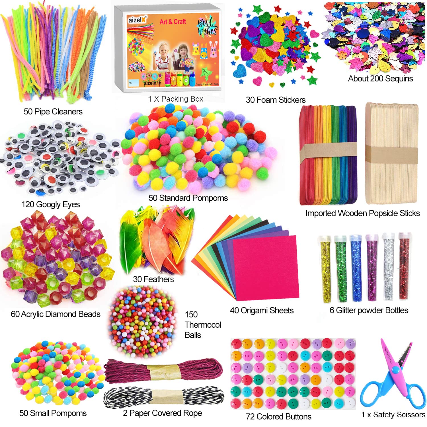 Aizelx Art & Craft Supplies for Kids Ages 6 7 8 9 10 Craft Set School