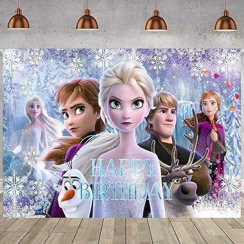 1 pancarta de decoración de fiesta de Frozen para fondo de fotografía para fiesta de cumpleaños de niños, accesorios de cabina de fotos de Frozen disponible en Yaxa Venezuela