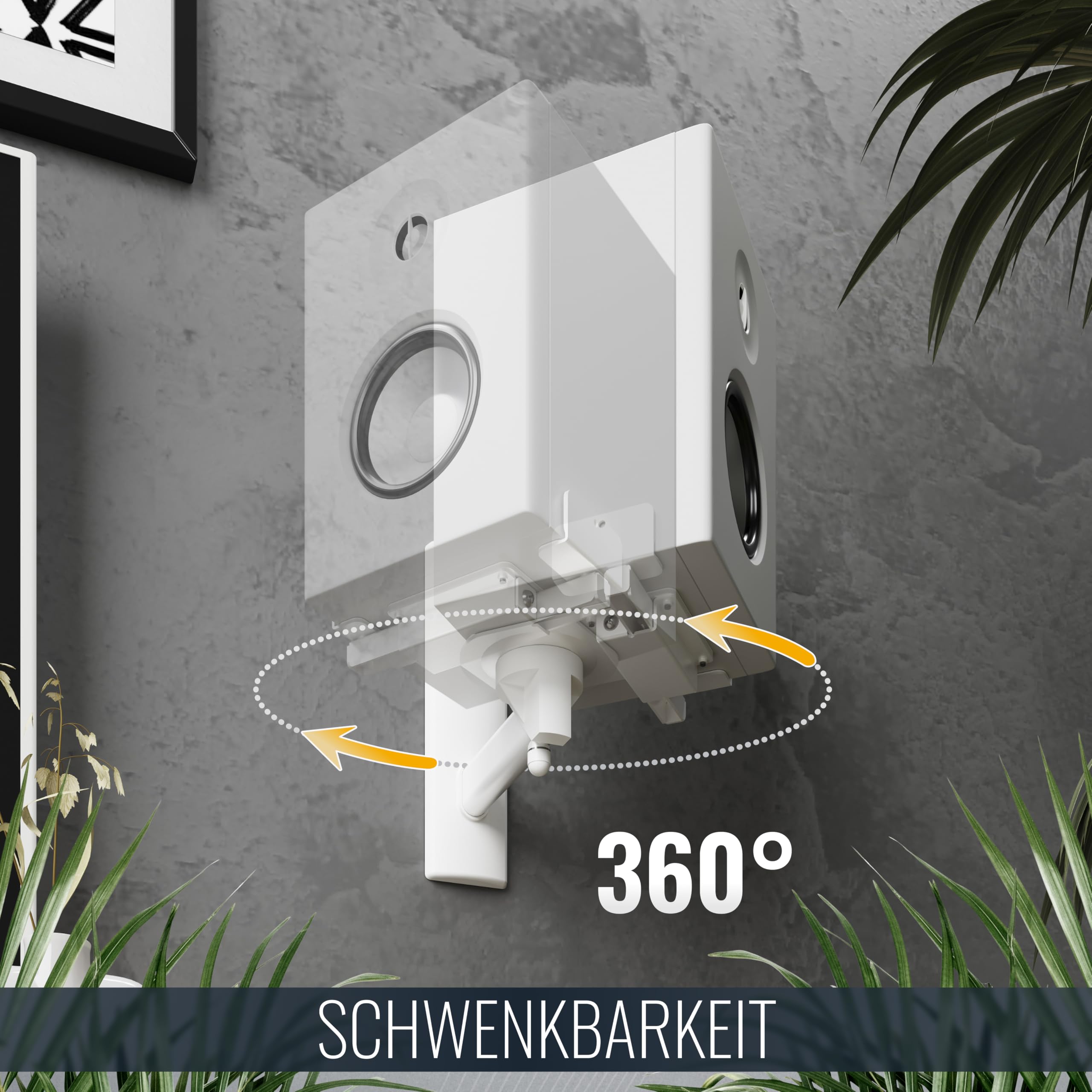 RICOO LH023-W Lautsprecherwandhalterungen Lautsprecher Wandhalterungen 2-er Set Universal Schwenkbar Neigbar Halterung Boxen Wand Halter Boxenhalterung Set bis Max. 25-Kg Wandhalter Speaker Wall Mount