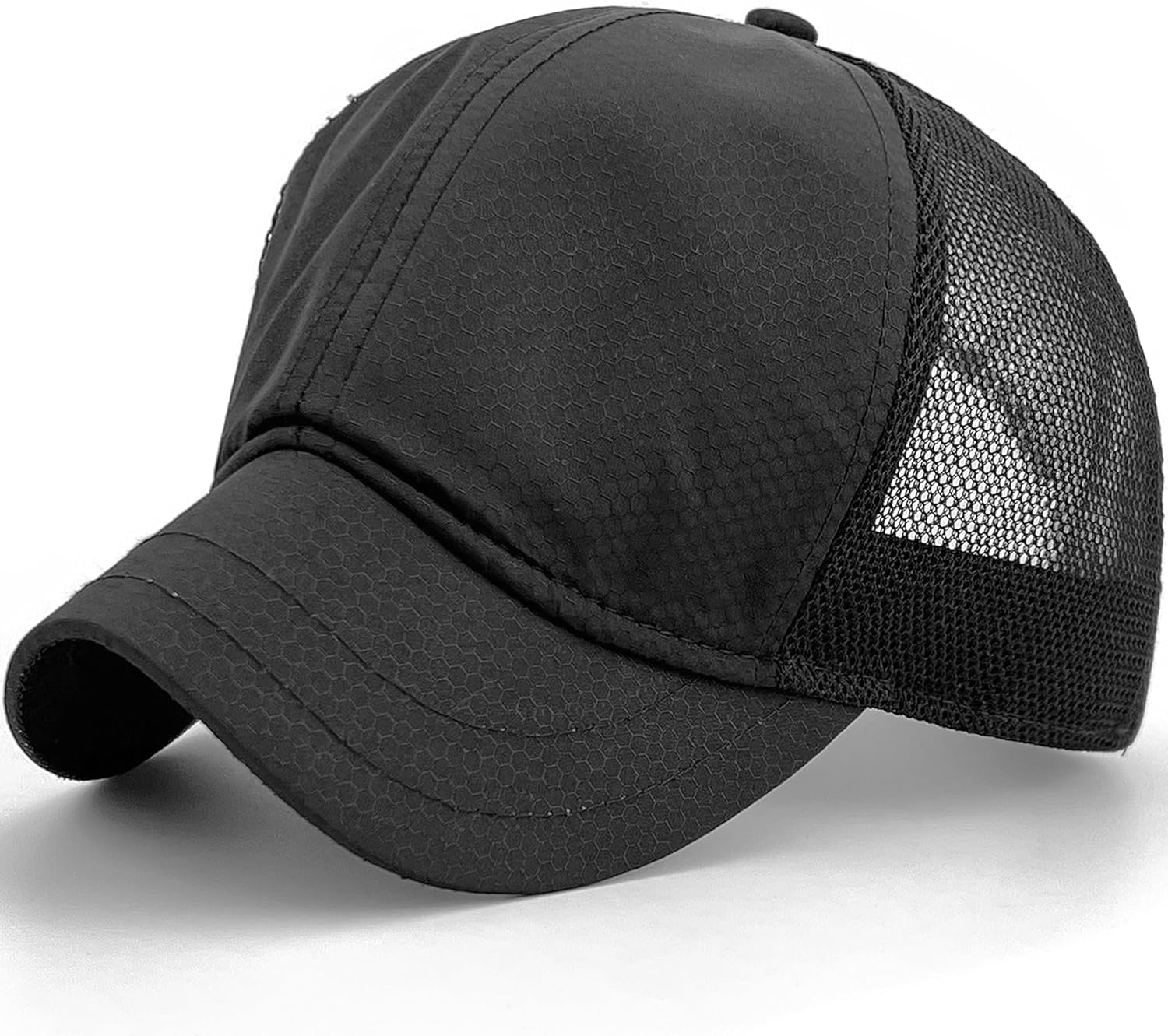 Loneshark Mesh Back Womens Short Bill Hats Unstructured Short Brim Hats for Men Running Small Brim Baseball Caps for Ladies