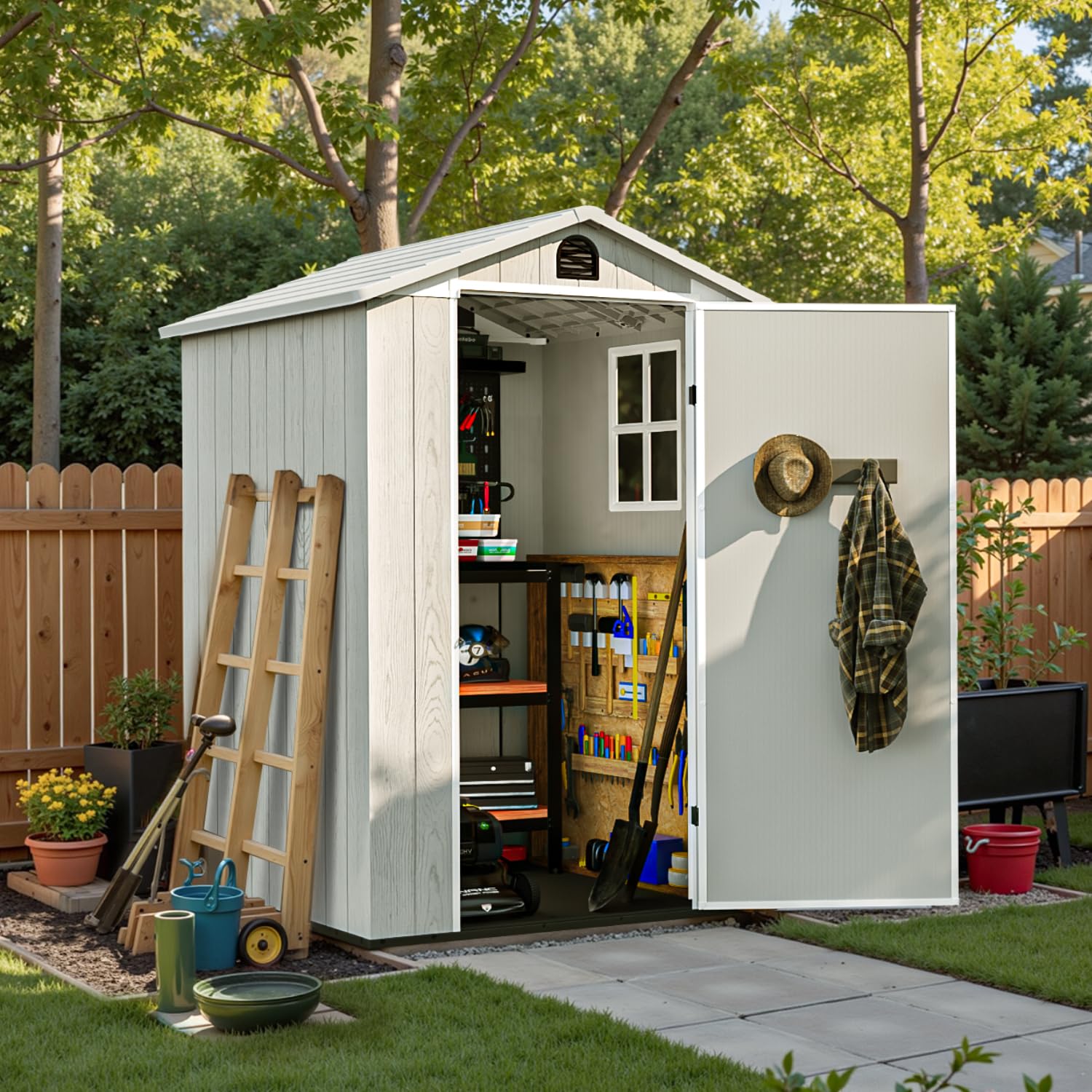 Amazon.com : Patiowell 4 x 4 FT Plastic Outdoor Storage Shed with Floor ...