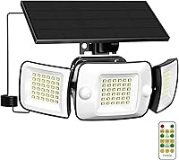 Vista 13 de intelamp Luces solares impermeables para exteriores, 6000 mAh, 1200 lúmenes, funciona con energía solar, doble sensor de movimiento, iluminación