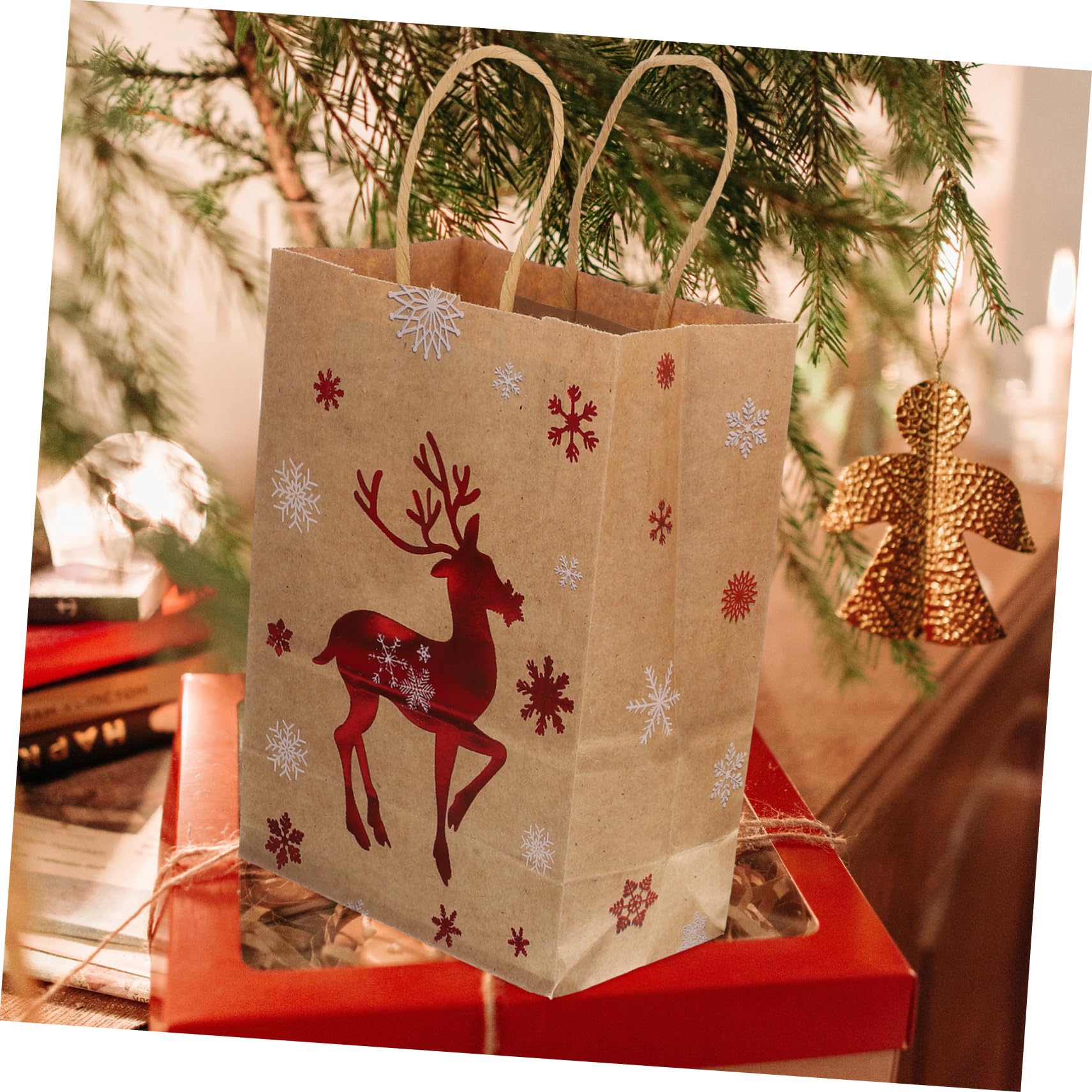 SEWOART 24pezzi Sacchetti Regalo in Carta Manici Decorazione Superficiale Adatti per Dolci Piccoli Regali Feste e Imballaggio
