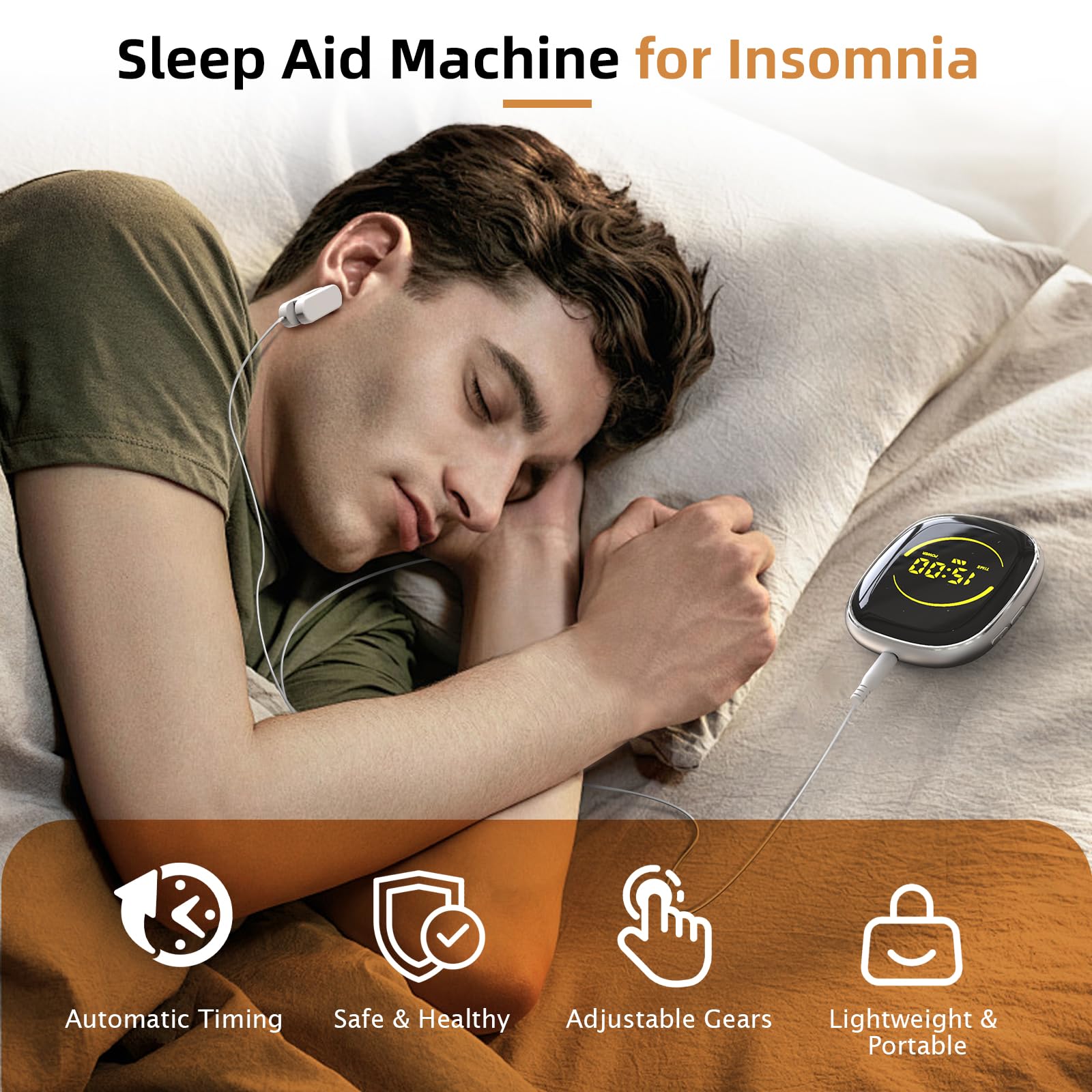 Appareil d'aide au sommeil, dispositif de soulagement de l'insomnie, appareil d'aide au sommeil avec clips d'oreille, instrument de sommeil intelligent pour aider à dormir, dormir rapidement, soulager