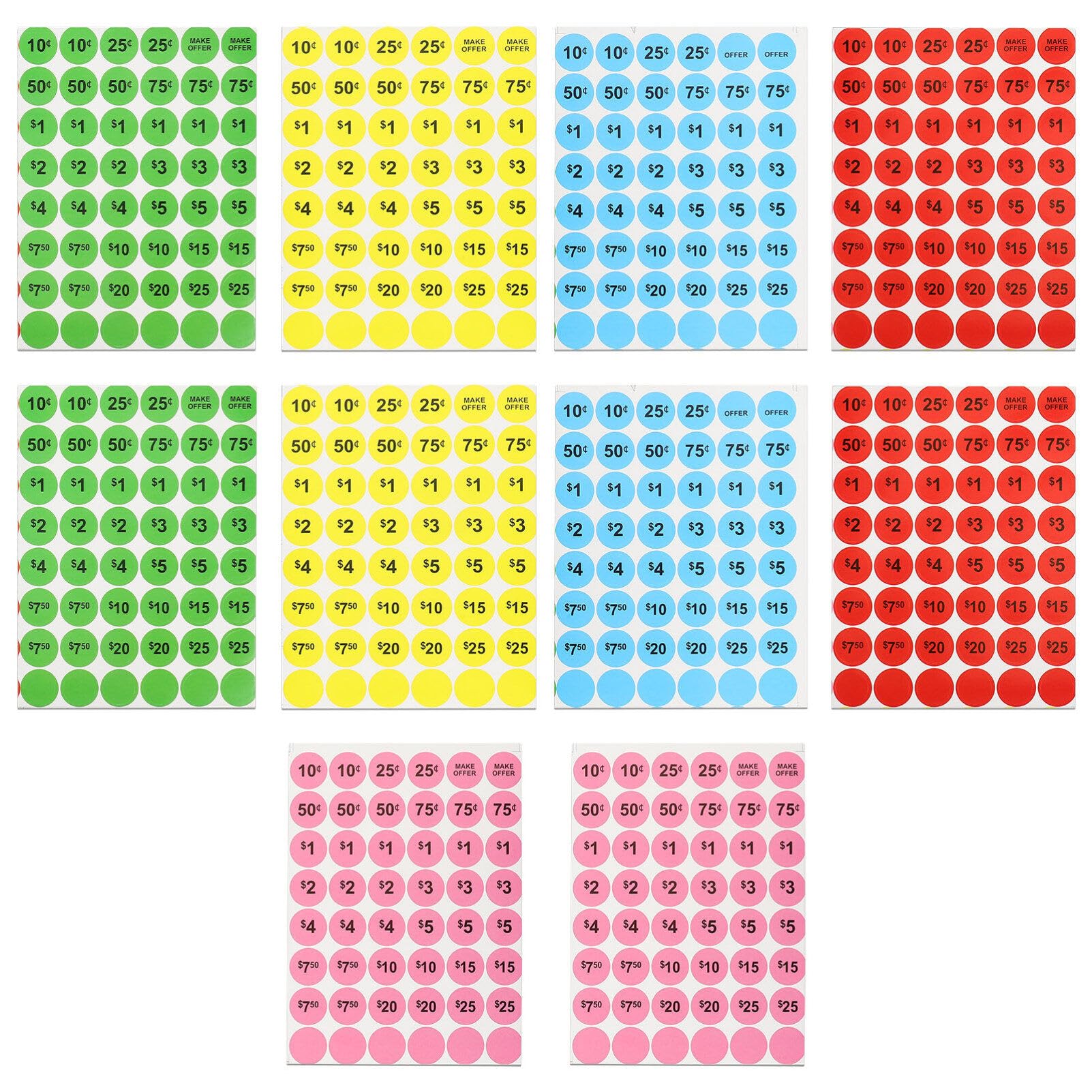 HOODANCOS Removable Stickers 10 Sheets of Supermarket Supply Adhesive Labels for Sale