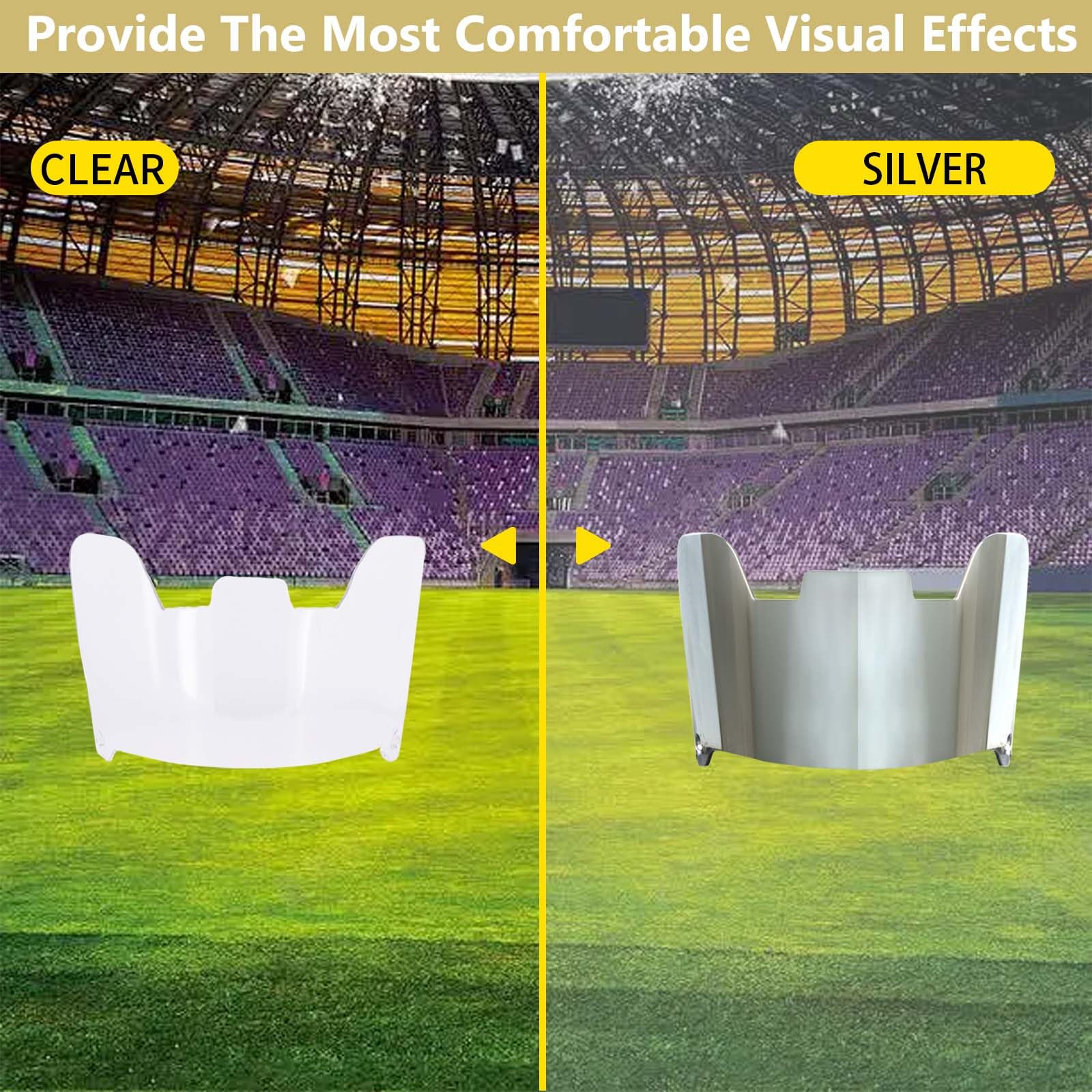 Visera de fútbol, visera de protección ocular para casco, ajuste transparente, resistente a los arañazos, bloqueo UV, antivaho para adultos y jóvenes casco de fútbol con clips (plateado)