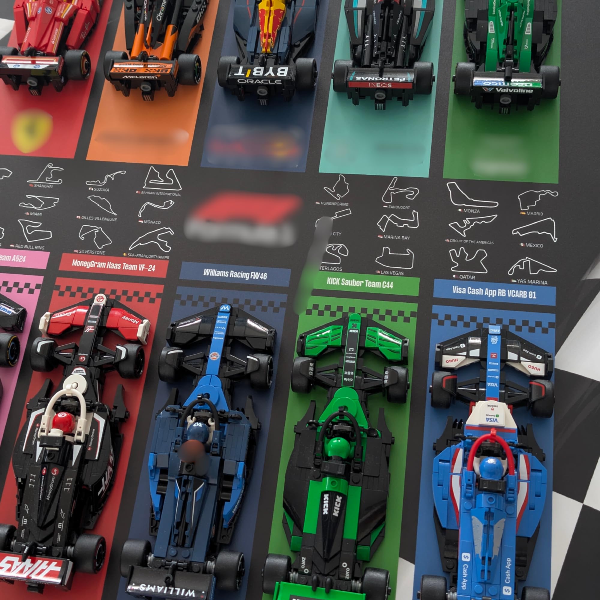 Générique Display à encadrer 50×70 cm pour collection LEGO F1 Speed Champions – Support Forex 3 mm - Décoration murale pour collectionneurs - Figurines non incluses