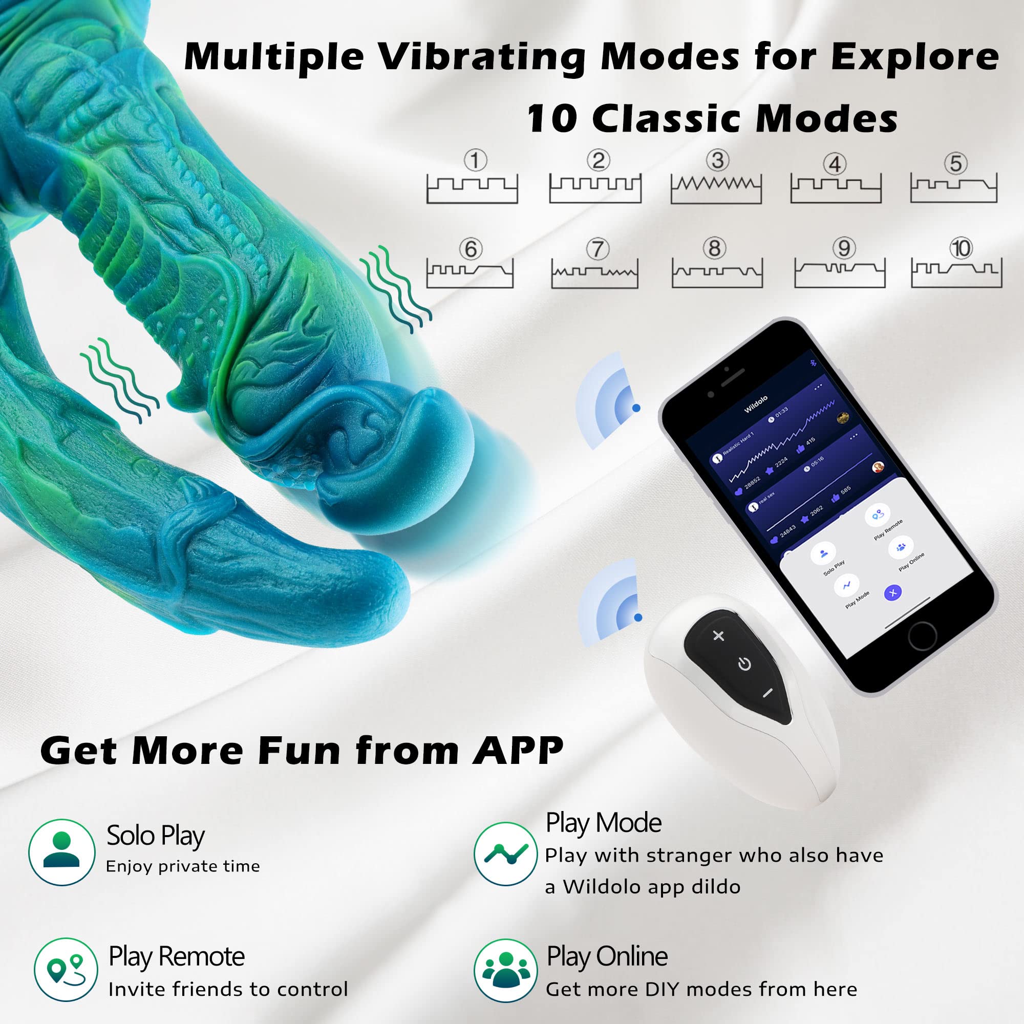 Monster Dildo Dragon Double Silicone Fantasy Dildo, 9 Inch Suction Soft Massive Dildo for Men, Realistic Vibrating Wide Dildos for Women, Fake Prostate G Spot Curved Penis