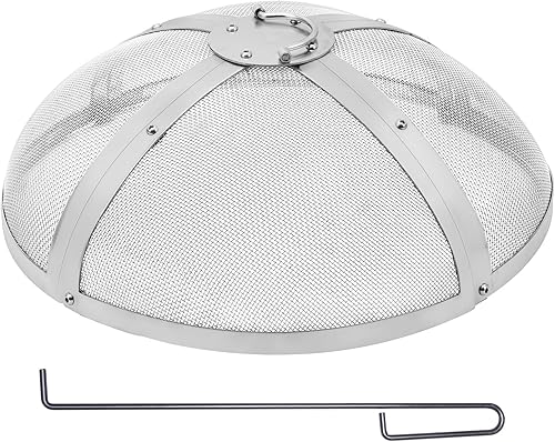 Rejilla redonda para fogata de 27 pulgadas, cubierta de metal de acero resistente reforzada, tapa para fogata al aire libre, tapas de pantalla