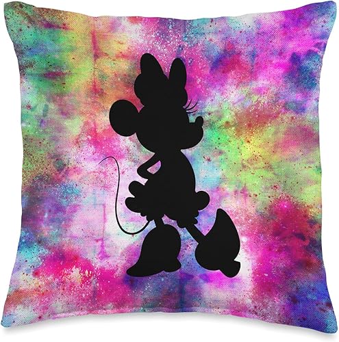 Disney Minnie Mouse Silhouette Cosmic - Almohada de teñido anudado, 16 x 16 pulgadas, multicolor