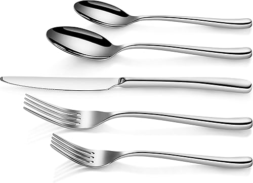 Miniatura 3 de Artaste 56525 Rain II - Juego de cubiertos forjados de acero inoxidable 1810, 20 piezas, servicio para 4, color plateado