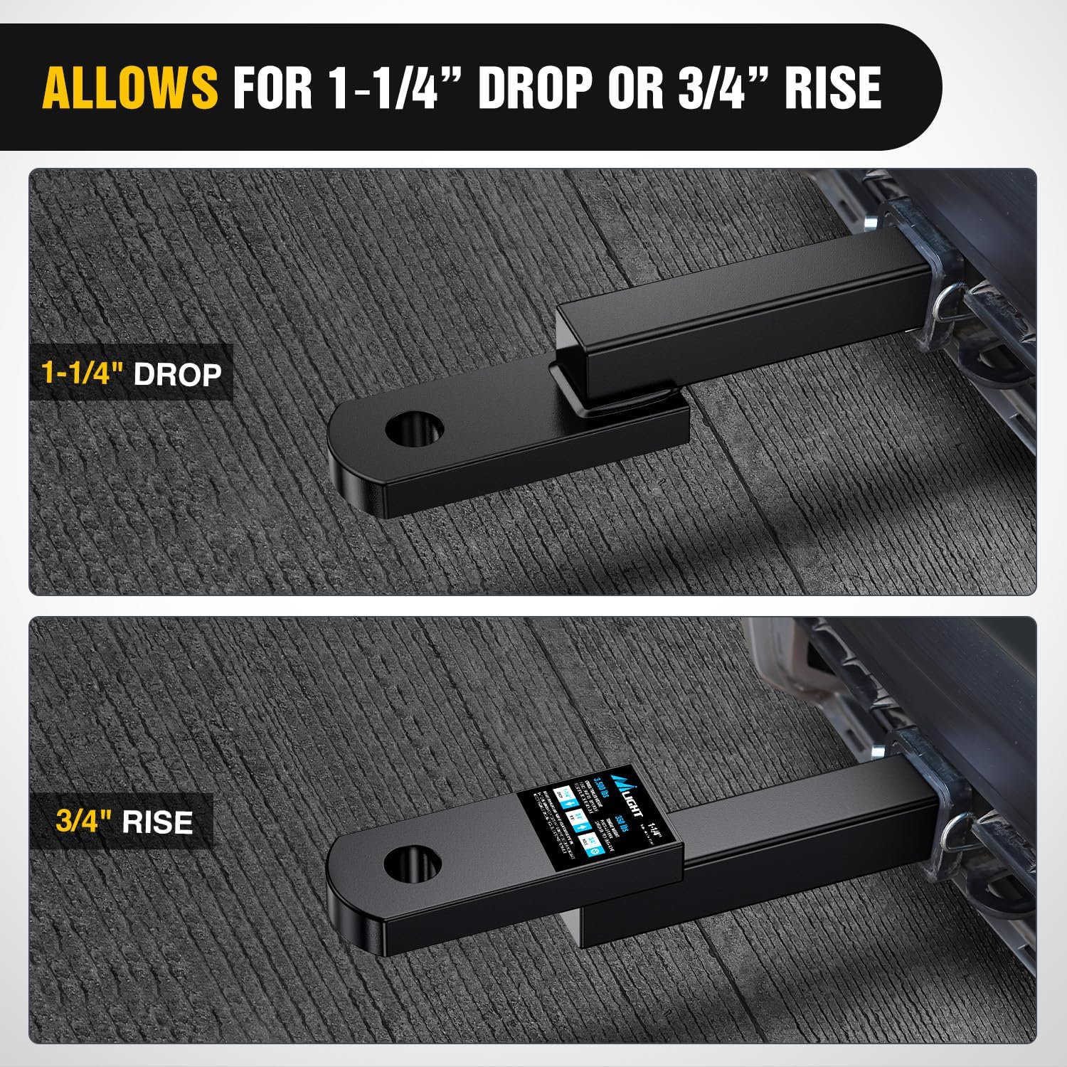 Nilight Trailer Hitch Mount Fits 1-1/4" Receiver Tubes 3500 lbs 3/4-Inch Hole 1-1/4" Drop 3/4" Rise Not Include Hitch pin