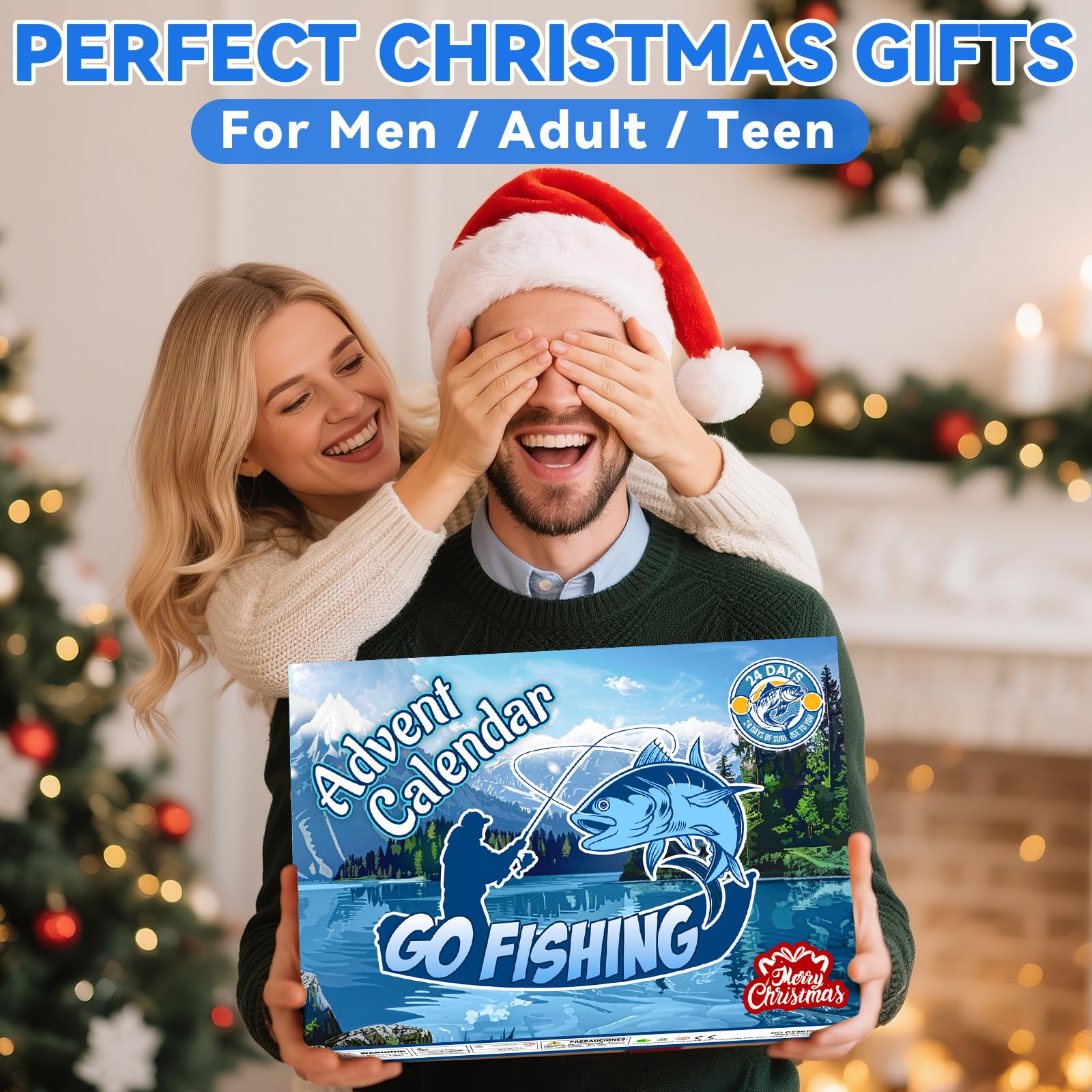 Calendario de Adviento de pesca 2025 para adultos, hombres, adolescentes y niños, kit de accesorios de aparejos de pesca de 24 días, regalos de pesca de cuenta regresiva de Navidad con