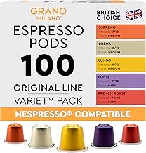 New Grano Milano Variety Pack Coffee Capsules - 100 Aluminium Coffee Pods Compatible with Nespresso Original line, Medium & Dark Roast, Made in Italy
