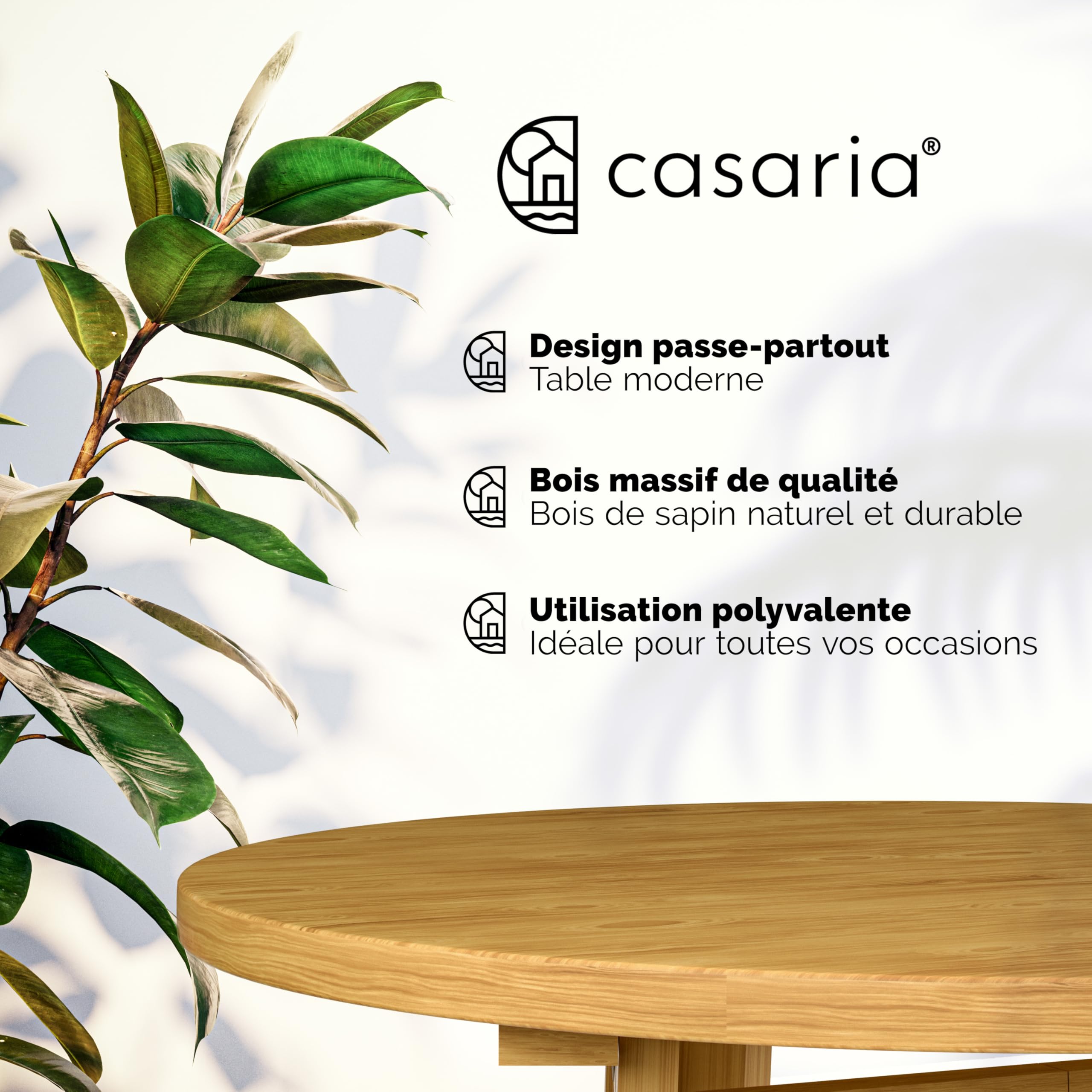 Casaria® Mange Debout Table Haute - Table Cuisine Ronde Pliable en Bois Massif Sapin, 3 Pieds, Plateau Ø78cm x H111cm, Intérieur/Extérieur, Design Moderne, Robuste et Élégante, Charge Max 80kg